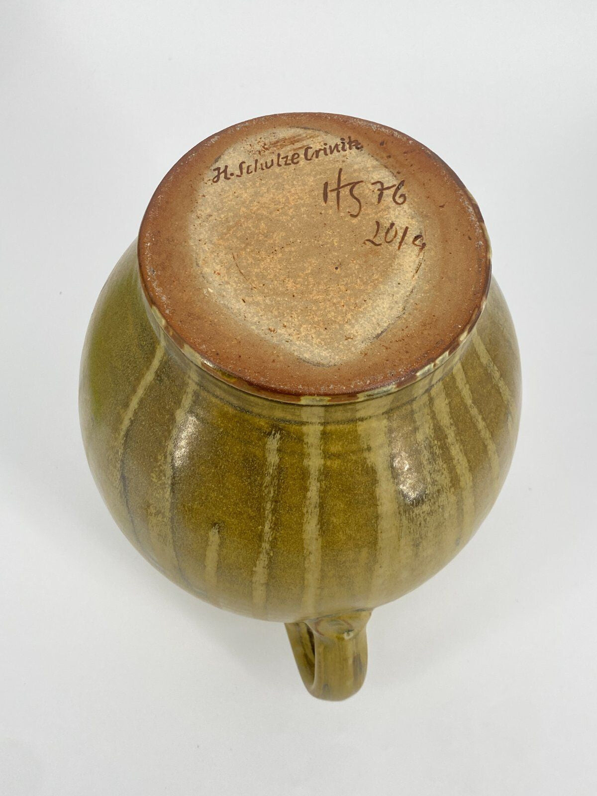 *STUDIO KERAMIK KRUG VASE H. SCHULZE CRINITZ GELB LAUFGLASUR 70ER FAT LAVA