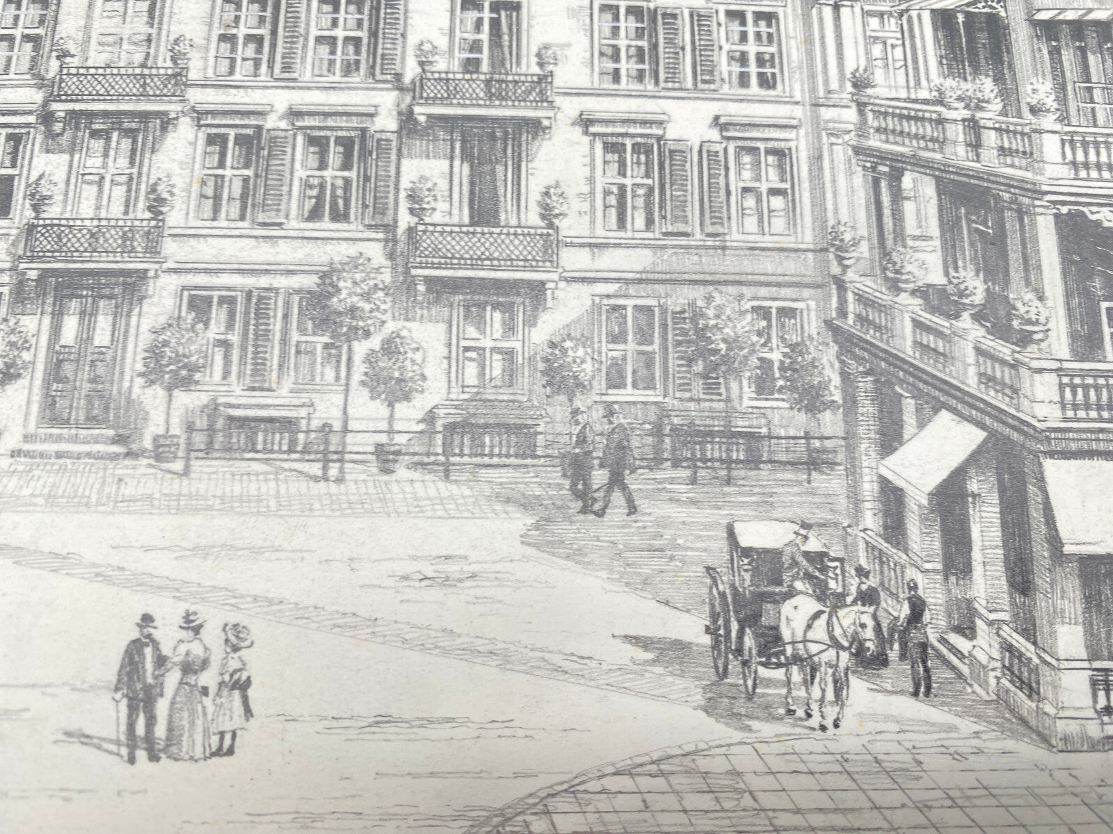 HEINZ WEHLISCH BAD PYRMONT DER BRUNNENPLATZ UM 1900 ORIGINAL ZEICHNUNG SIGNIERT