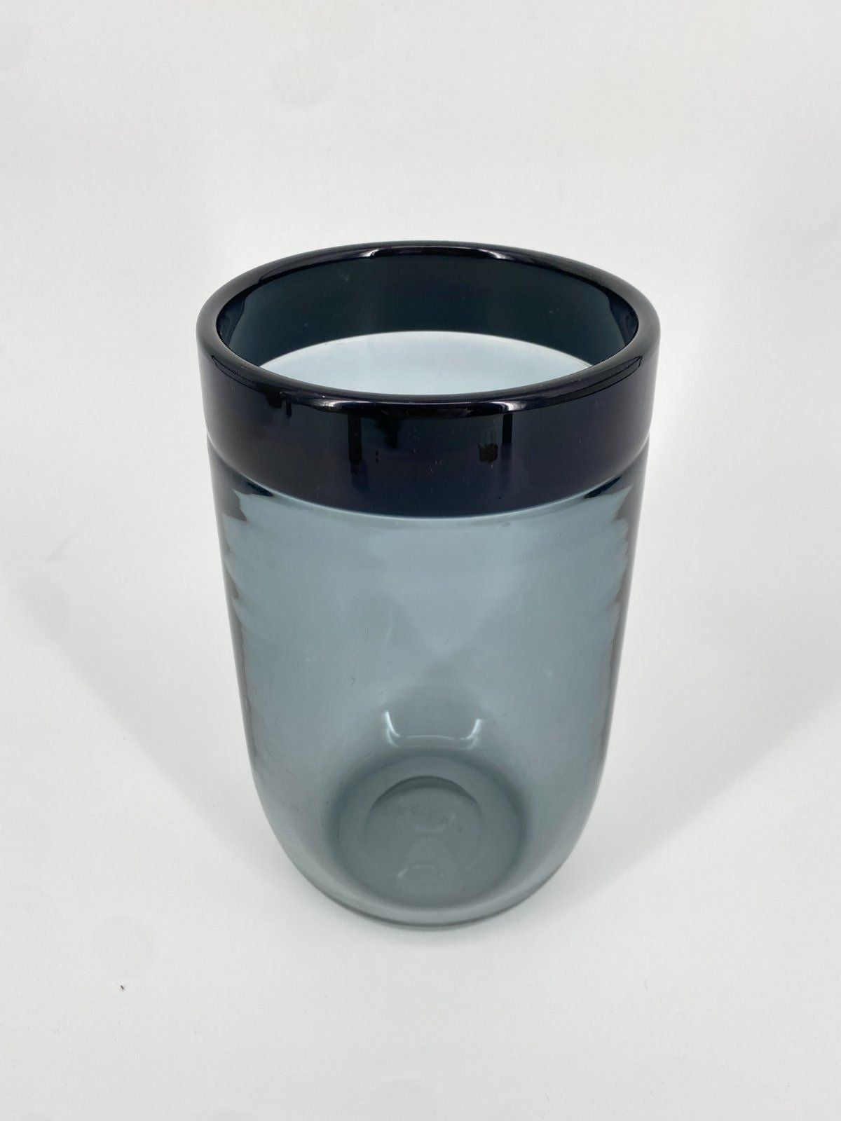 * GLAS VASE MURANO GRAU SCHWARZ RAUCHGLAS DESIGN SIGNIERT ZT 20CM