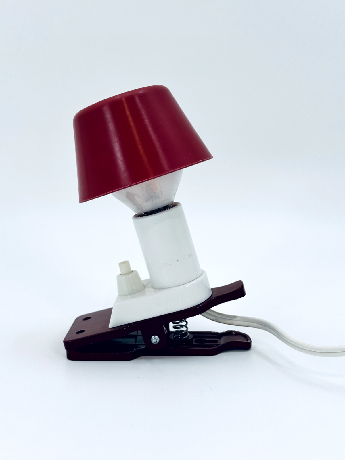 * KLEMMLEUCHTE SCHREIBTISCH LAMPE MUSHROOM ROT 1980er