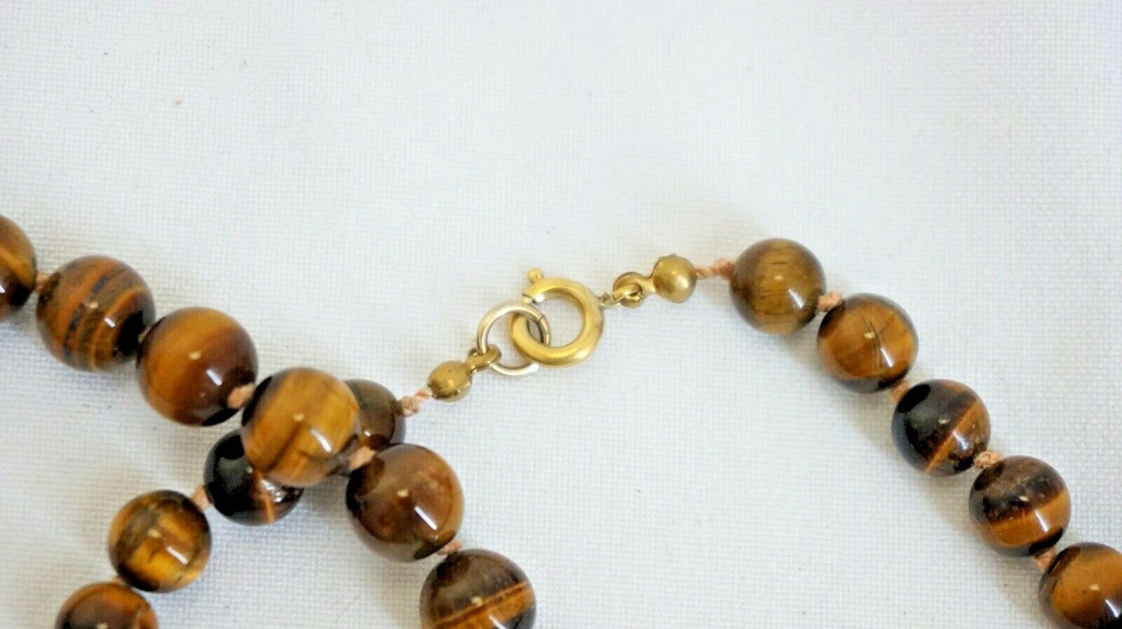 TIGERAUGE HALSKETTE COLLIER 90CM GEKNOTET PERLEN NATURSTEINE