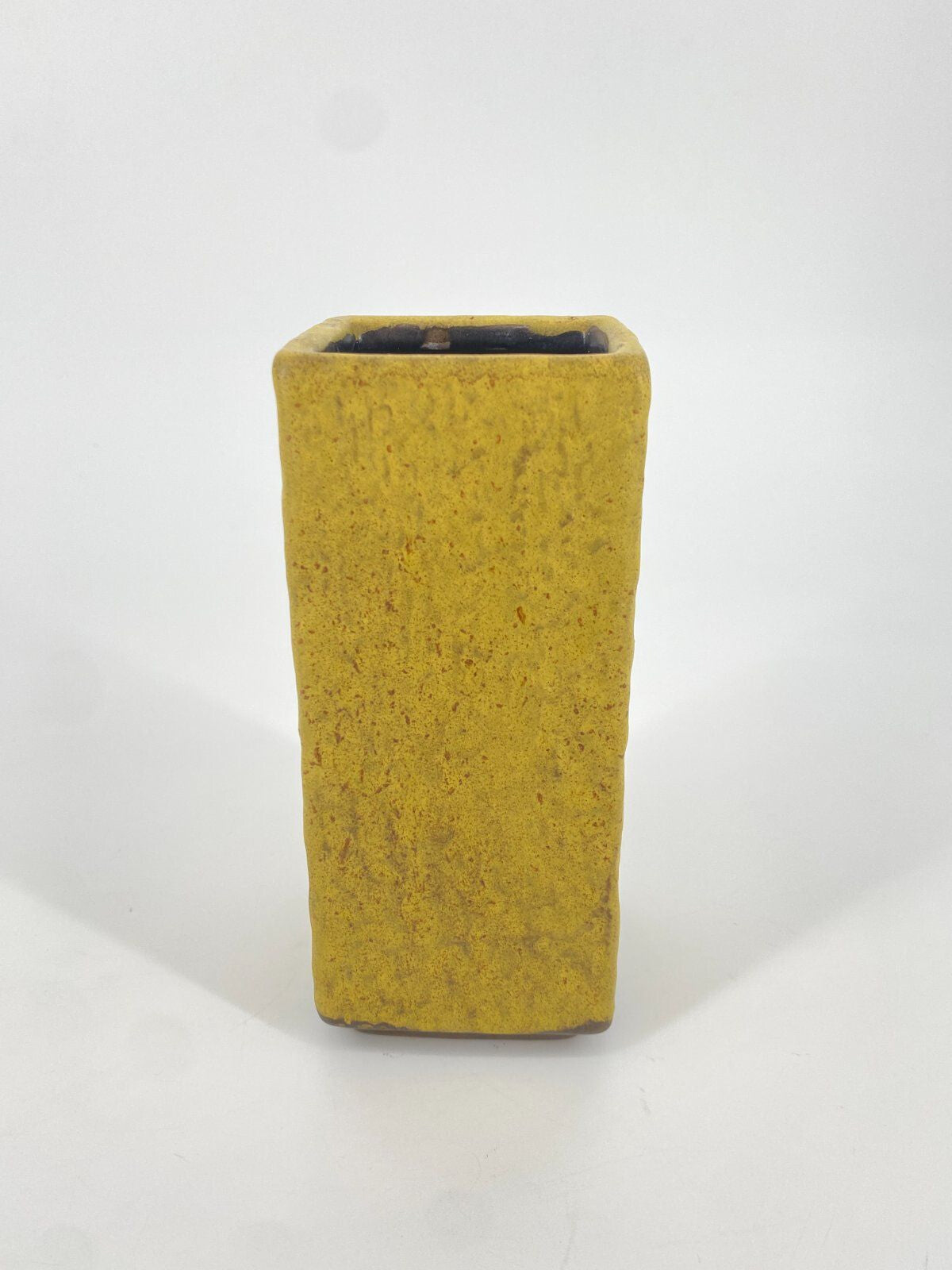 * VASE KERAMIK RECHTECKIG FAT LAVA GELB VINTAGE 70ER WEST GERMANY