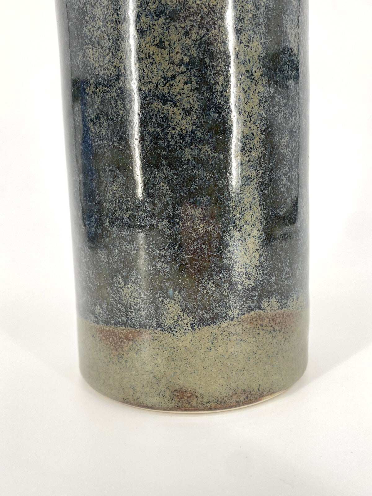 * STUDIO KERAMIK VASE BLAU TÜRKIS GRAU BRAUN GLÄNZEND 21CM VINTAGE