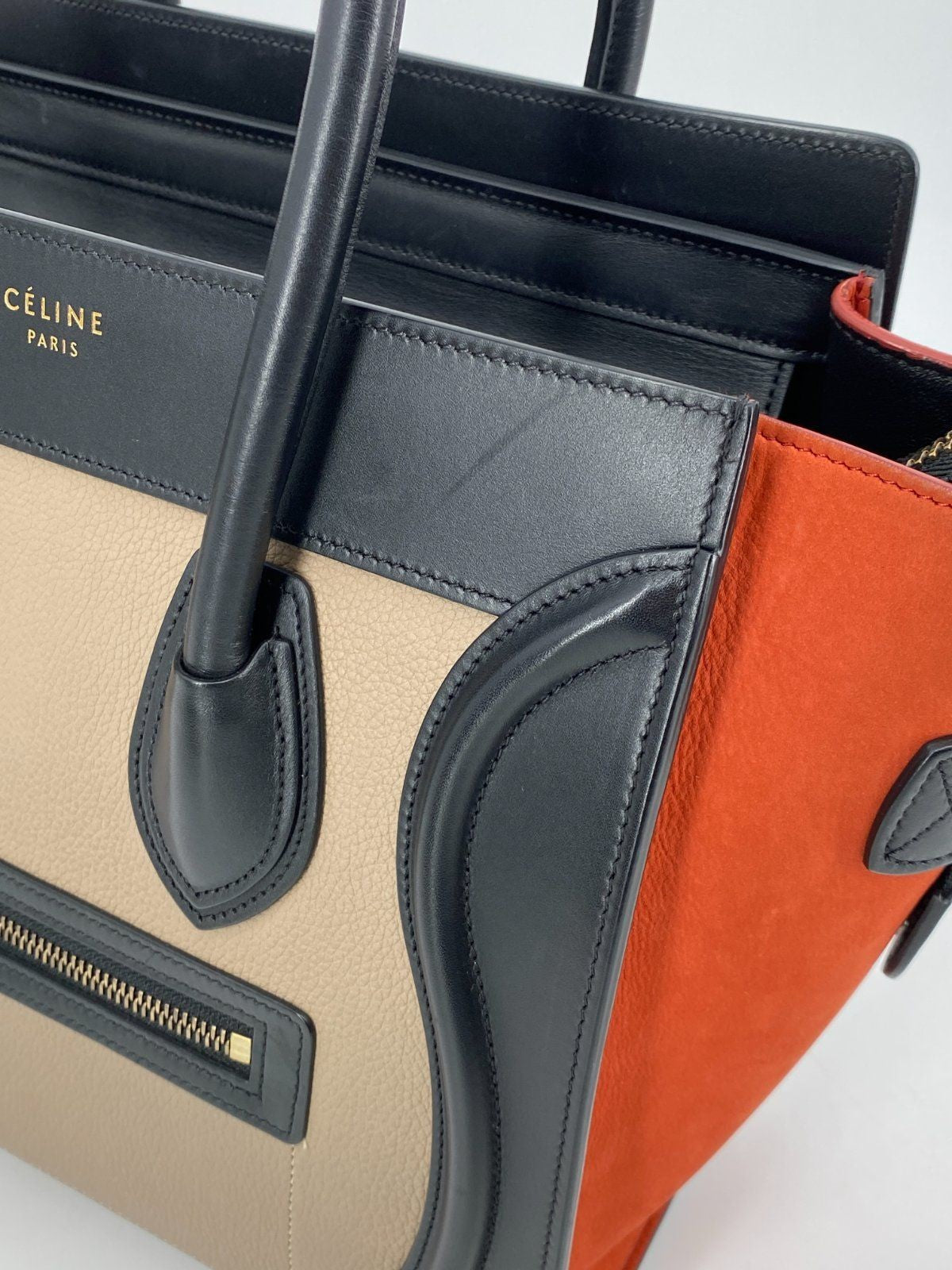 * HANDTASCHE CÉLINE LUGGAGE MICRO SHOPPER LEDER TRICOLOR ITALY ORIGINAL