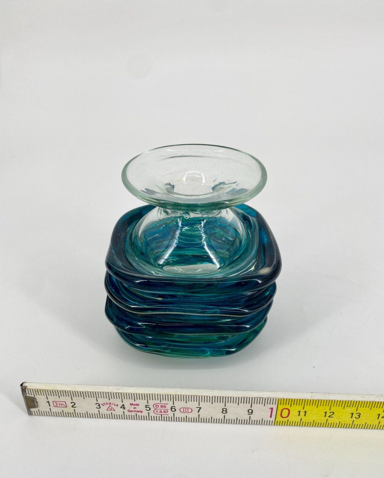 * GLASVASE MDINA GLASS MICHAEL HARRIS MID CENTURY 1970ER BLAU