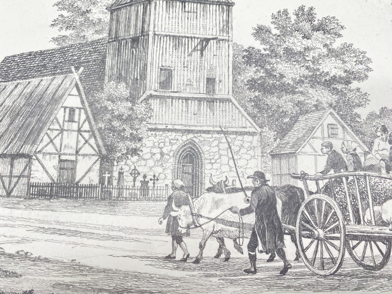 HEINZ WEHLISCH ZEICHNUNG BERLIN WITTENAU DORFKIRCHE UM 1840 HANDSIGNIERT
