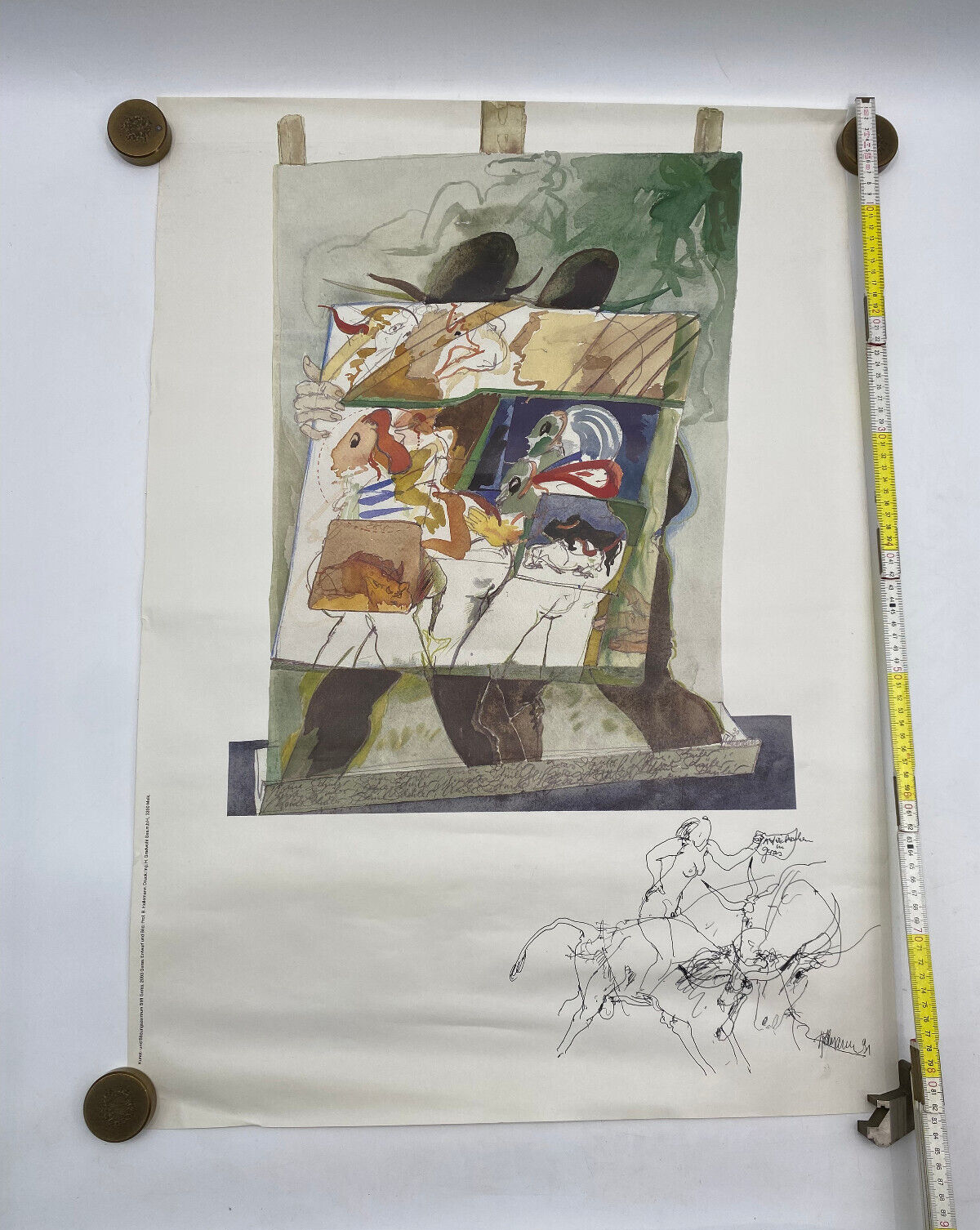 * BERHARD HOLLEMANN SIGNIERTES AUSTELLUNGSPOSTER STIFT GERA 1991 ZEICHNUNG WIDMU