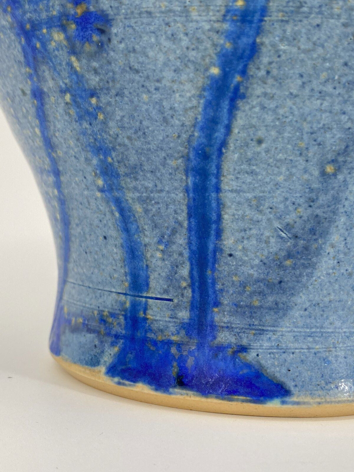 * STUDIOKERAMIK VASE BLAU LAUFGLASUR AQUARELL VINTAGE 21CM