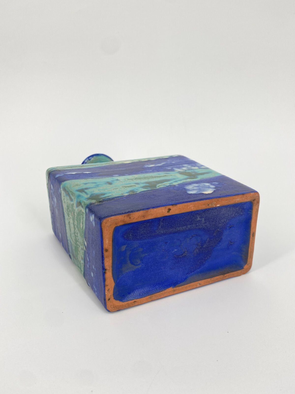 * STUDIOKERAMIK CARSTENS VASE 839/23 BLAU GRÜN ZINKKRISTALLE 70ER