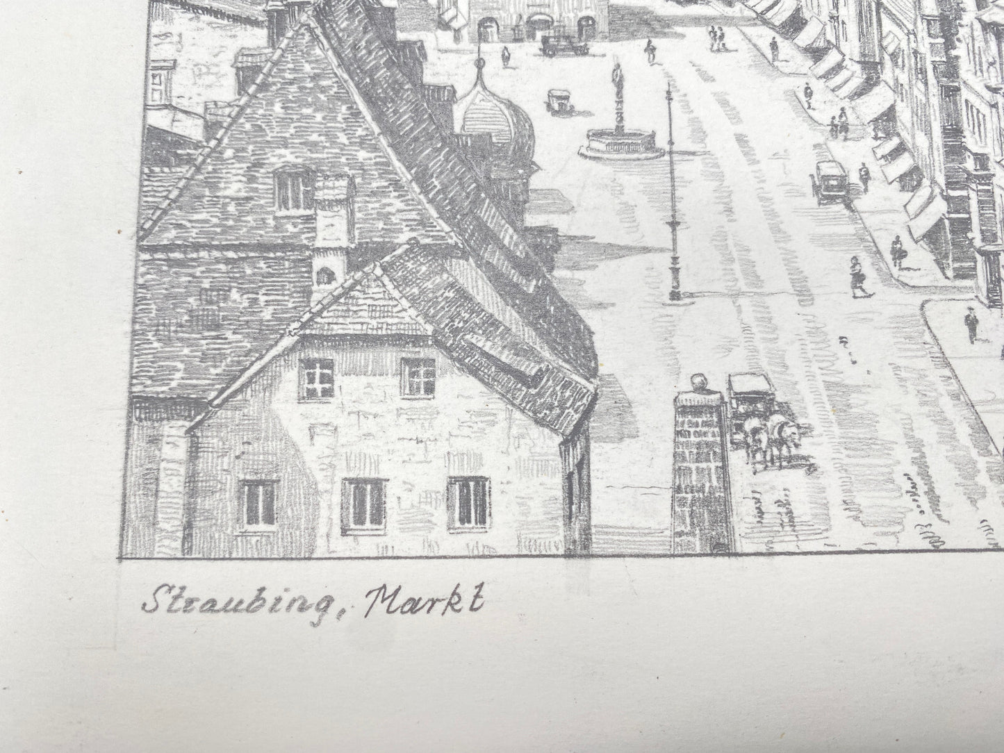 DEUTSCHER KÜNSTLER HEINZ WEHLISCH ZEICHNUNG STRAUBING MARKT HANDSIGNIERT