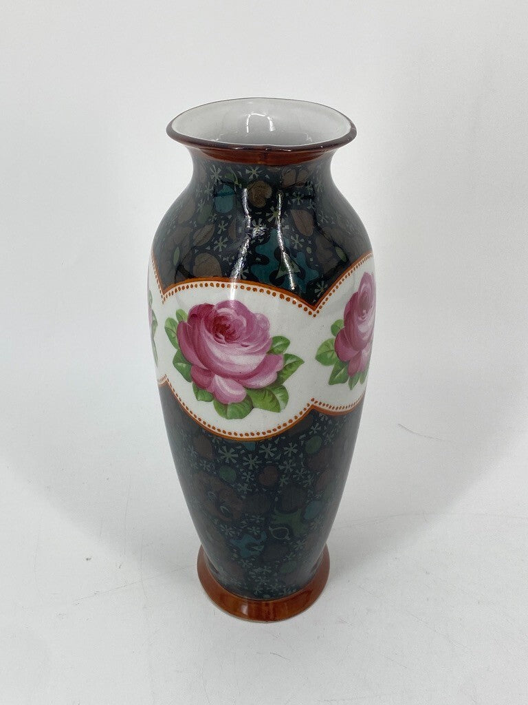 * EICHWALD PORZELLAN VASE BÖHMEN JUGENDSTIL 1900 ROSEN DEKOR VINTAGE