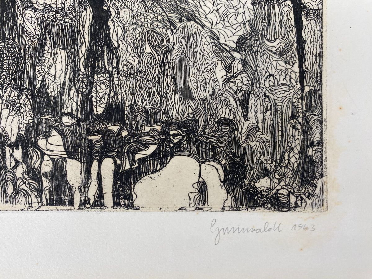 * RADIERUNG HERBERT GRUNWALDT VEGETATION 1963 SIGNIERT SURREALISMUS ORIGINAL