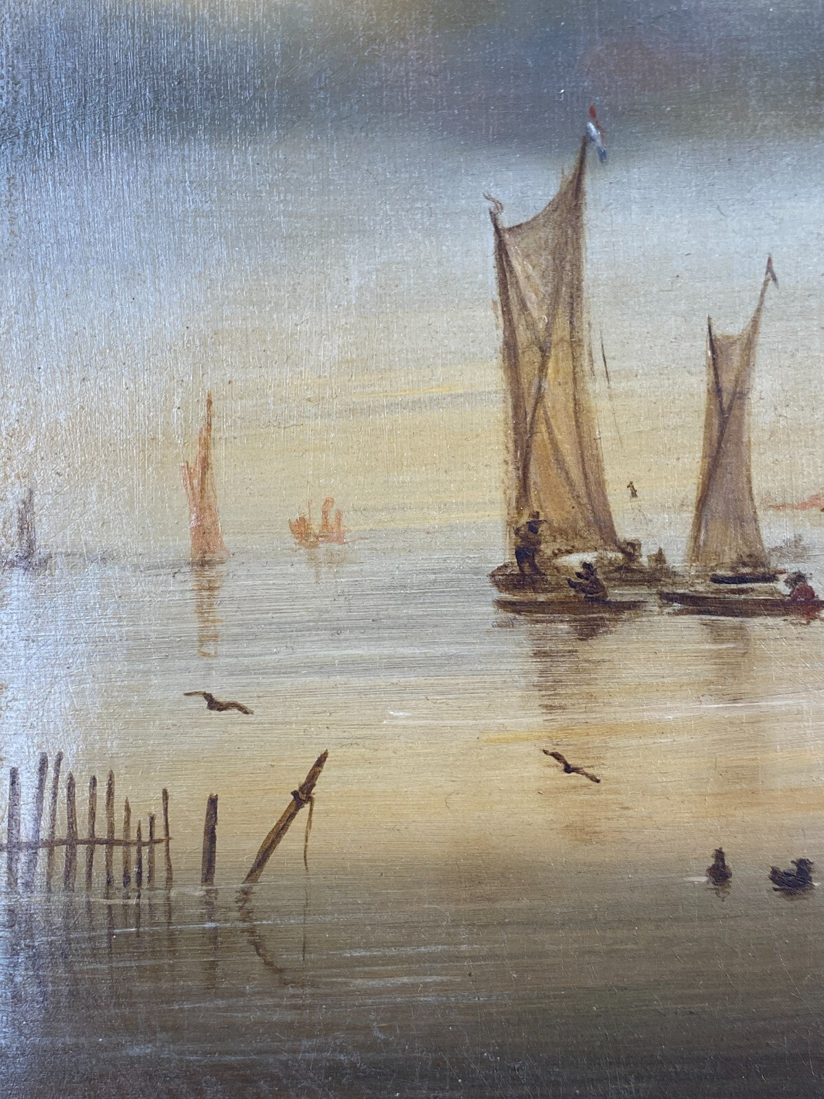 * ÖLGEMÄLDE LANDSCHAFT MIT FISCHER HANNA GOSZCZYNSKA 1985 VINTAGE