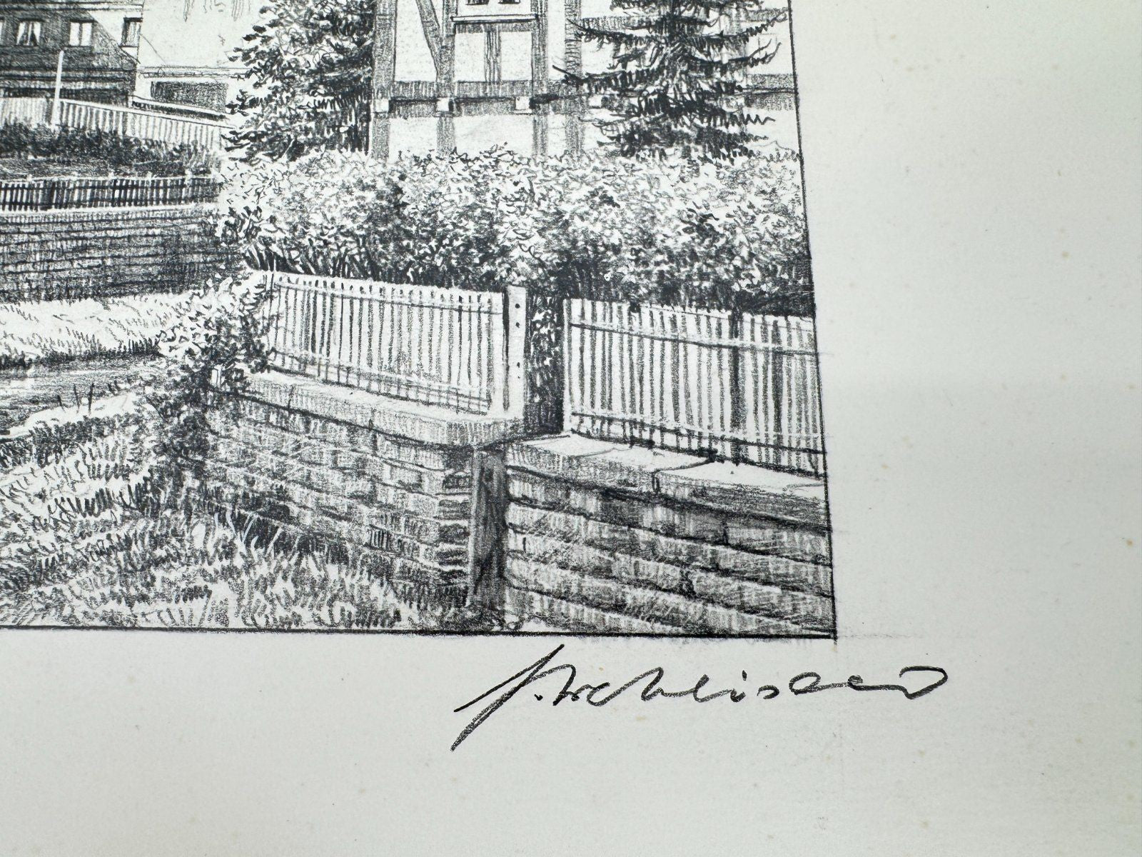 * HEINZ WEHLISCH ZEICHNUNG BAD BERLEBURG ANSICHT SIGNIERT