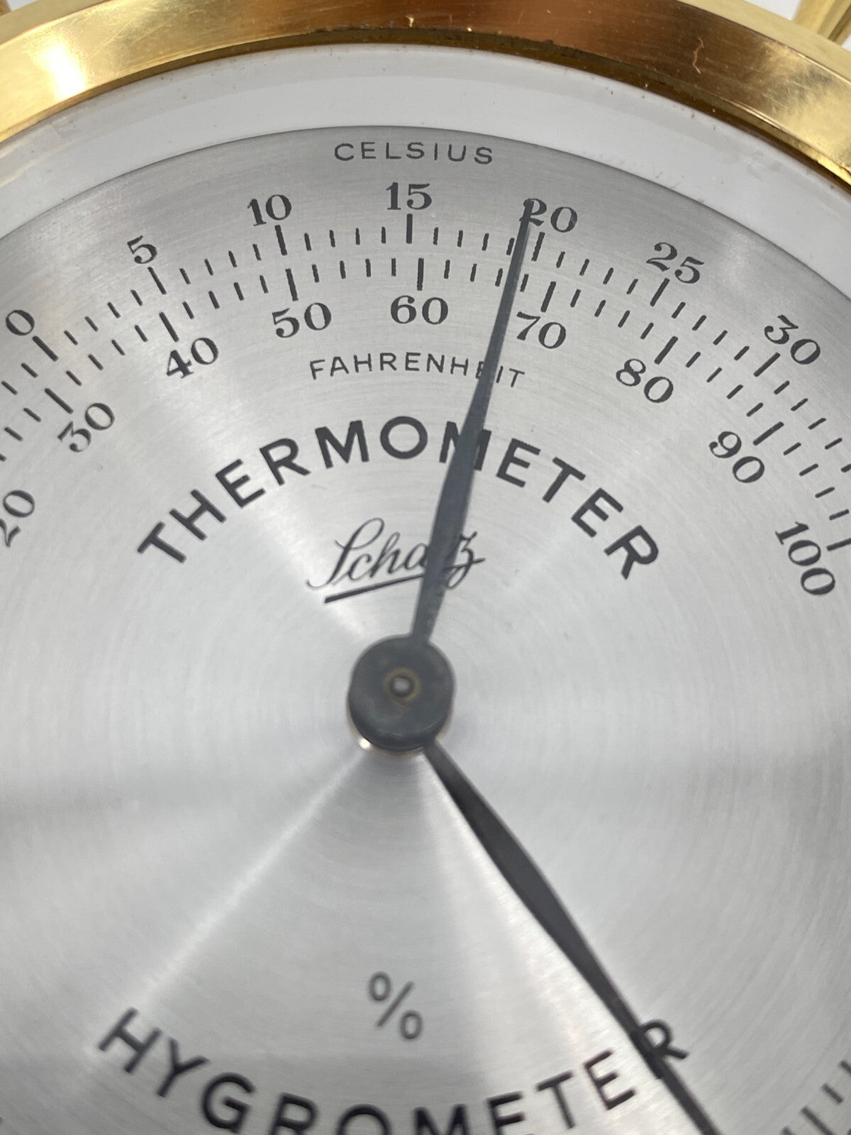 * THERMOMETER HYGROMETER SCHATZ WETTERMESSINSTRUMENT MESSING STEUERRAD VINTAGE