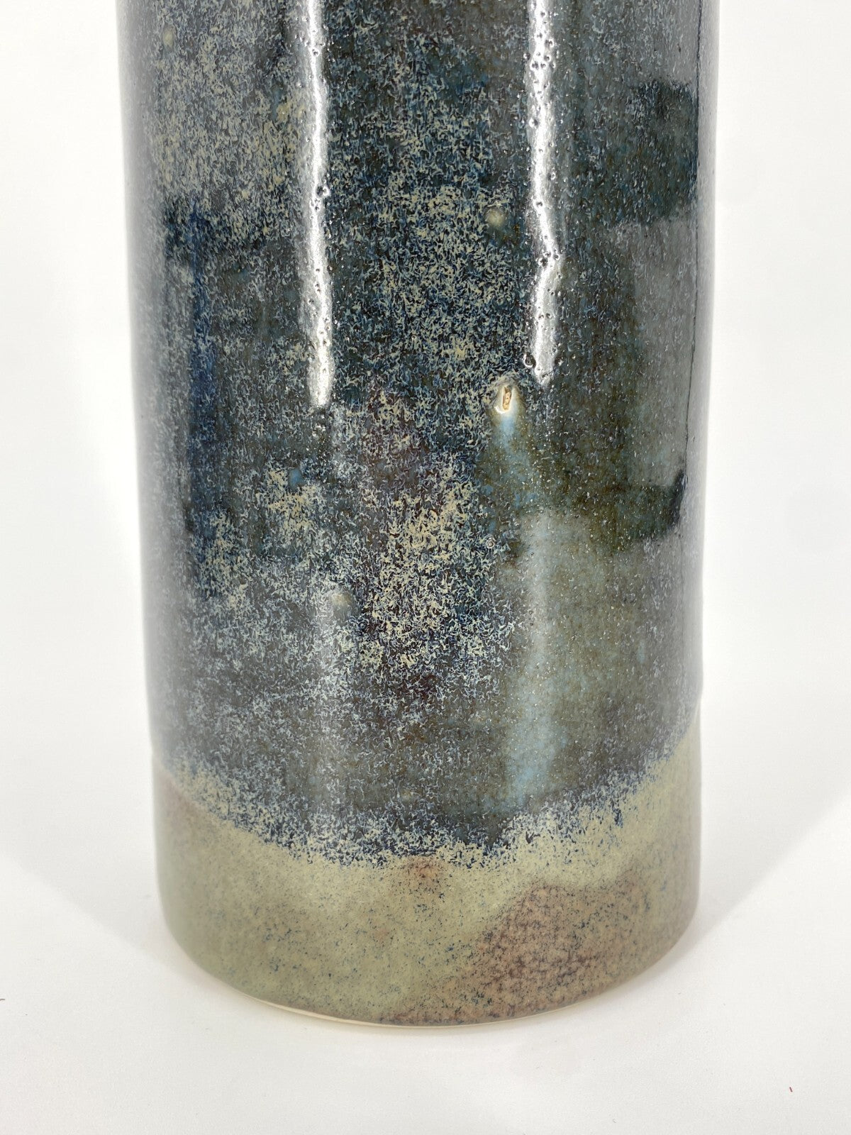 * STUDIO KERAMIK VASE BLAU TÜRKIS GRAU BRAUN GLÄNZEND 21CM VINTAGE