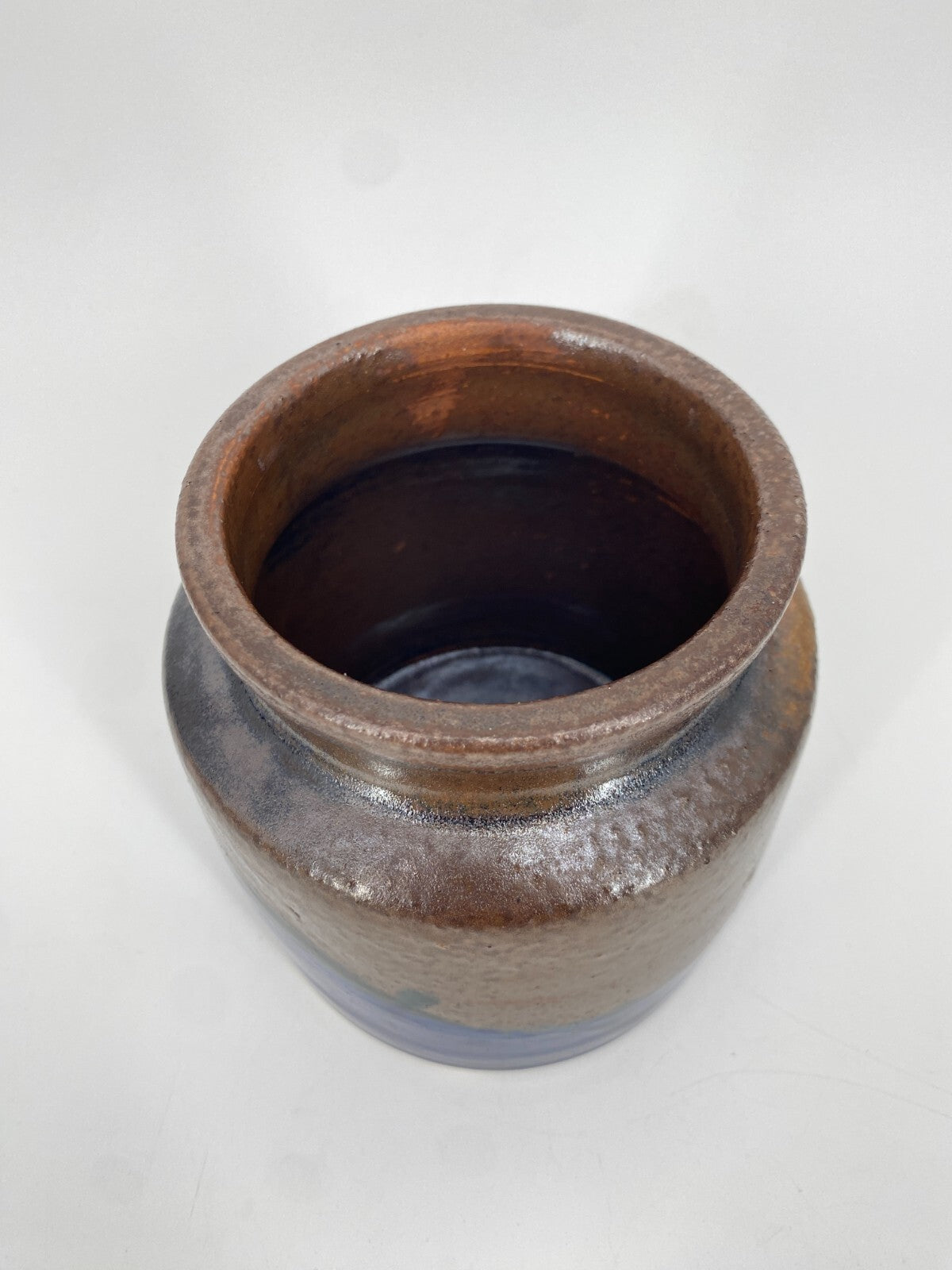* MID CENTURY HUBERTUS MENZEL STUDIO KERAMIK VASE TOPF BLAU BRAUN 13,5CM