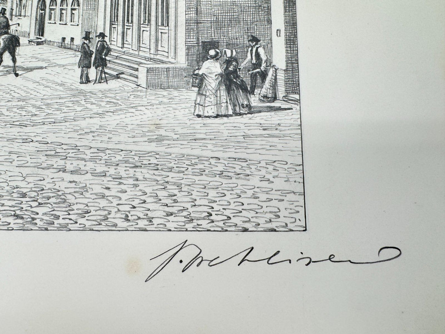 * HEINZ WEHLISCH ZEICHNUNG PFORZHEIM MARKT UM 1850 ANSICHT SIGNIERT
