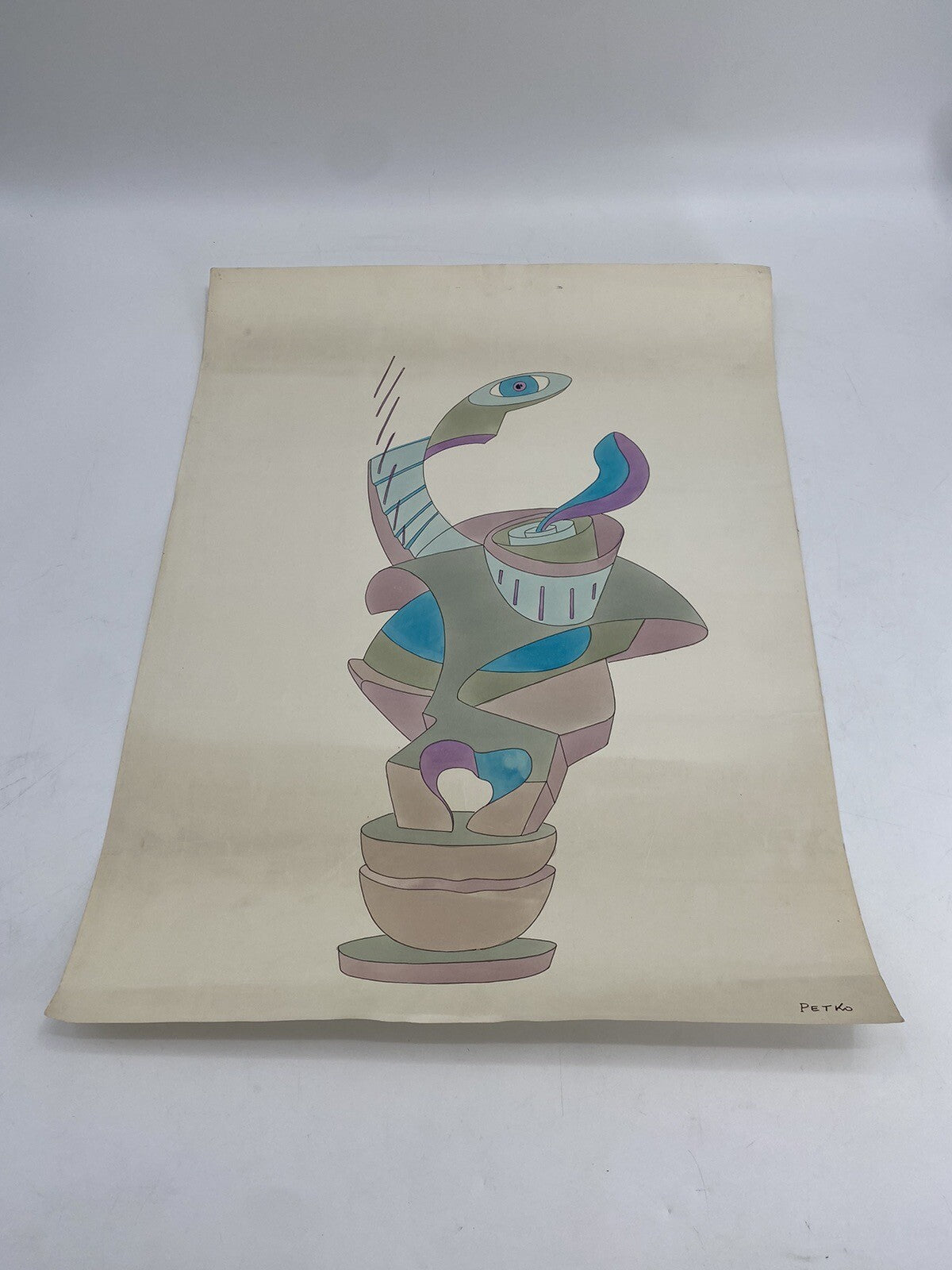 * PETKO BILD GEMÄLDE ZEICHNUNG COLORIERT ABSTRAKT ART SURREALISMUS KUNST