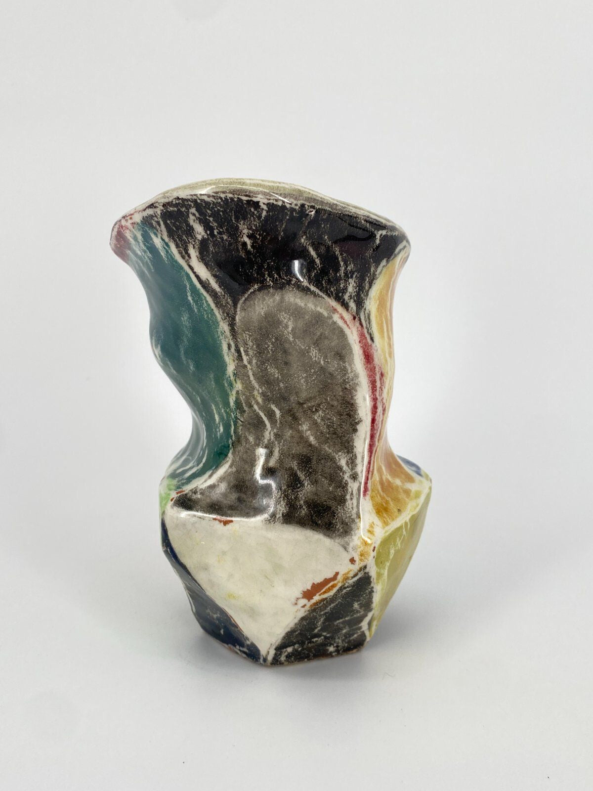 * STUDIOKERAMIK VASE BUNT ORGANISCHES DESIGN POSTMODERN VINTAGE