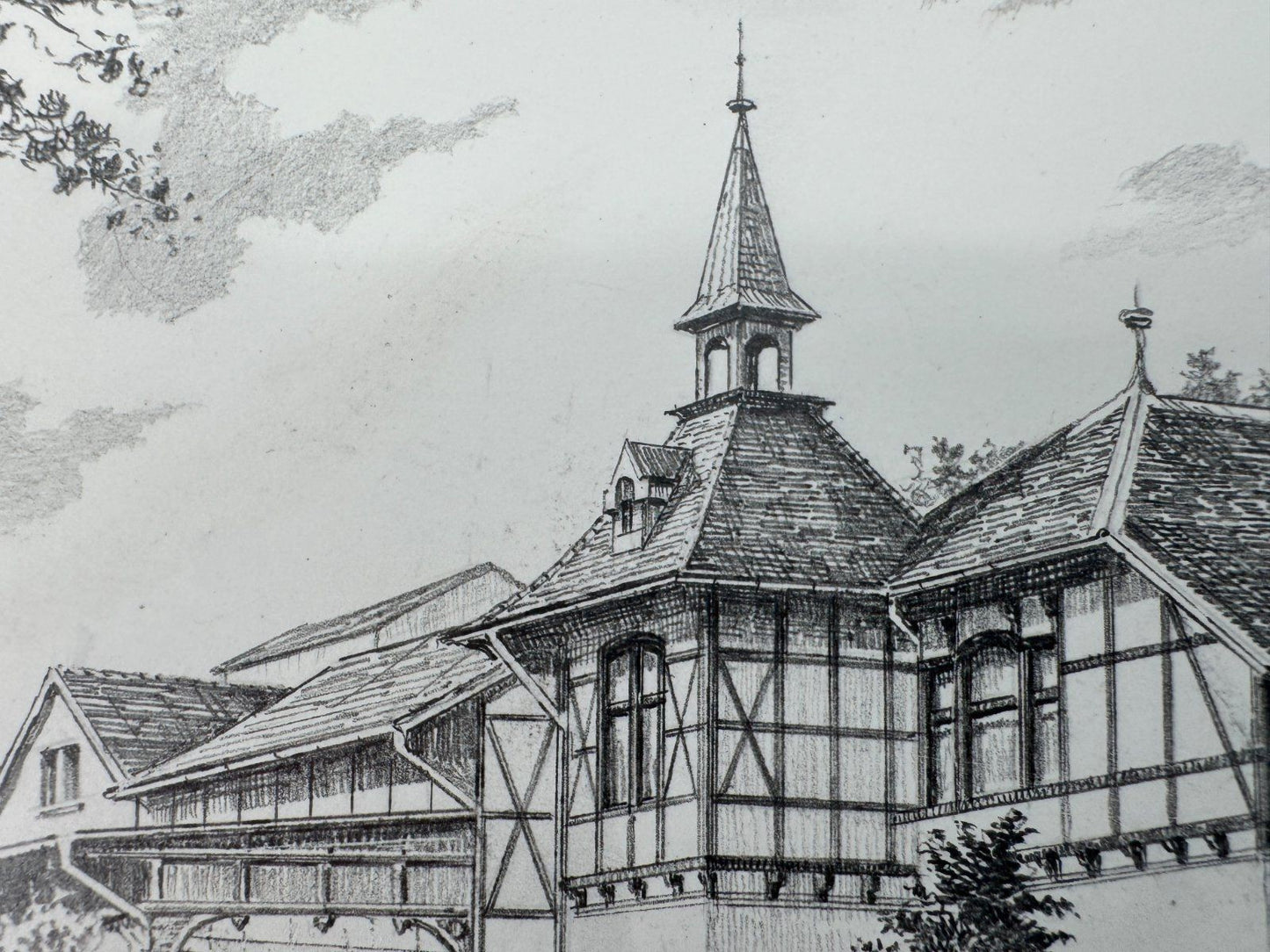 * HEINZ WEHLISCH ZEICHNUNG LIPPSTADT WALDSCHLÖSSCHEN ANSICHT SIGNIERT