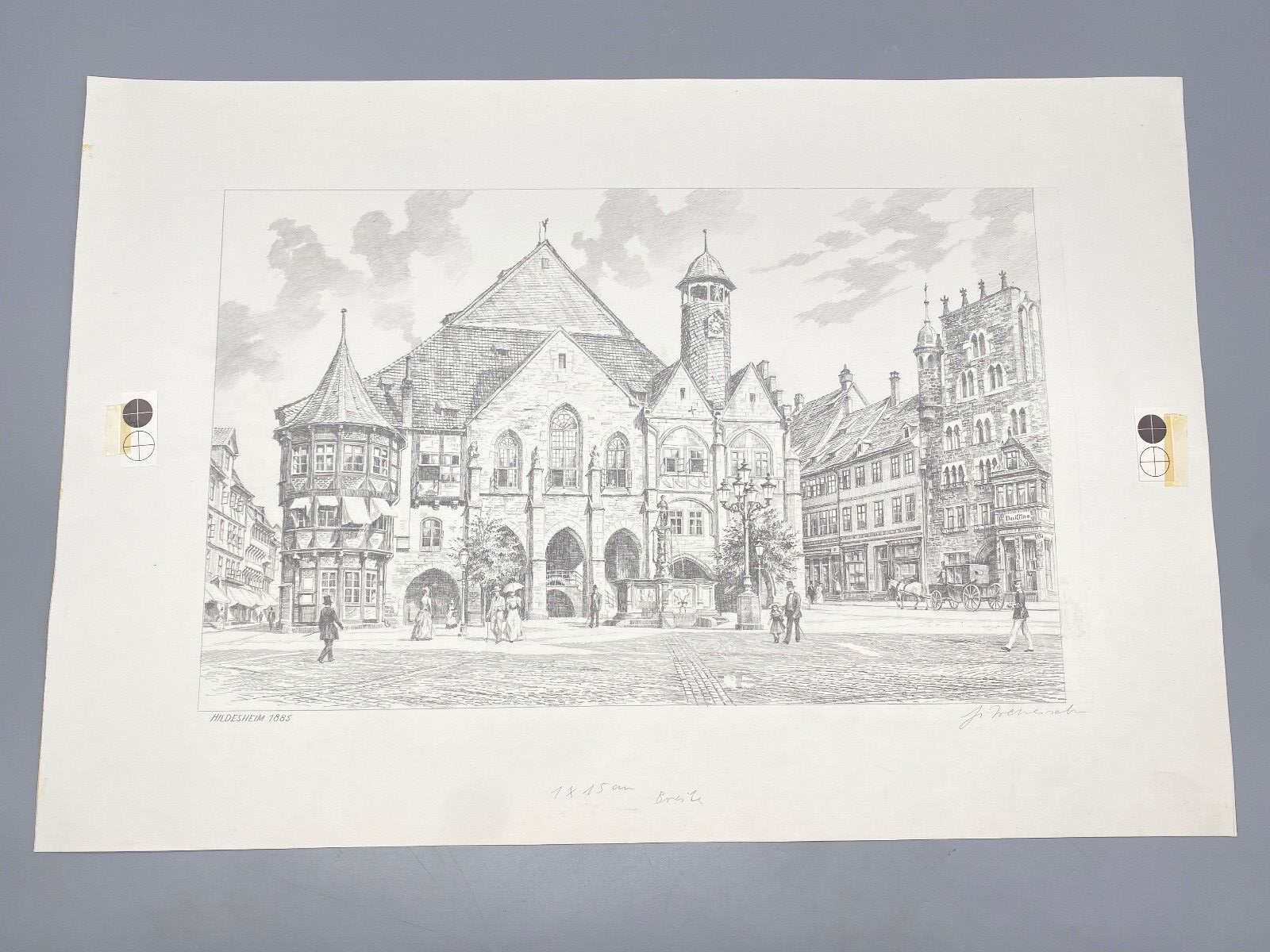 HEINZ WEHLISCH ZEICHNUNG ANSICHT HILDESHEIM 1885 HANDSIGNIERT