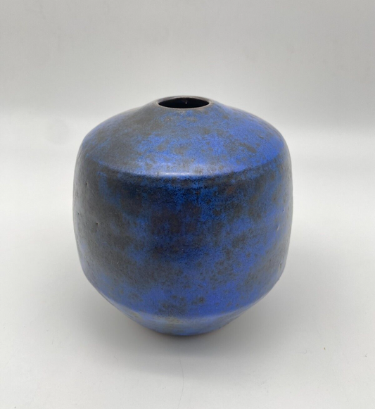 GERHARD LIEBENTHRON BREMEN STUDIOKERAMIK VASE KRISTALLGLASUR BLAU 66 SIGNIERT
