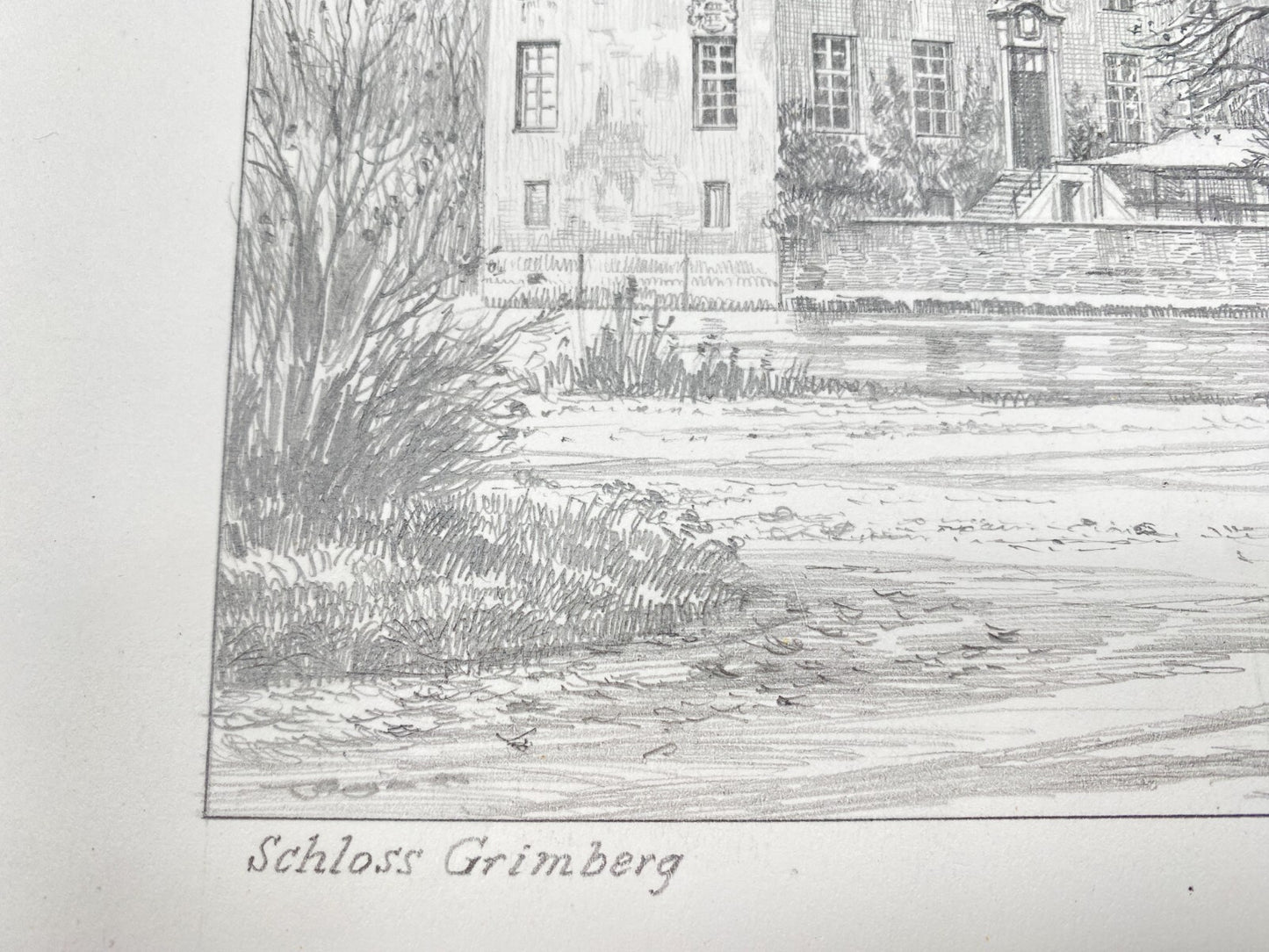 DEUTSCHER KÜNSTLER HEINZ WEHLISCH ZEICHNUNG SCHLOSS GRIMBERG HANDSIGNIERT