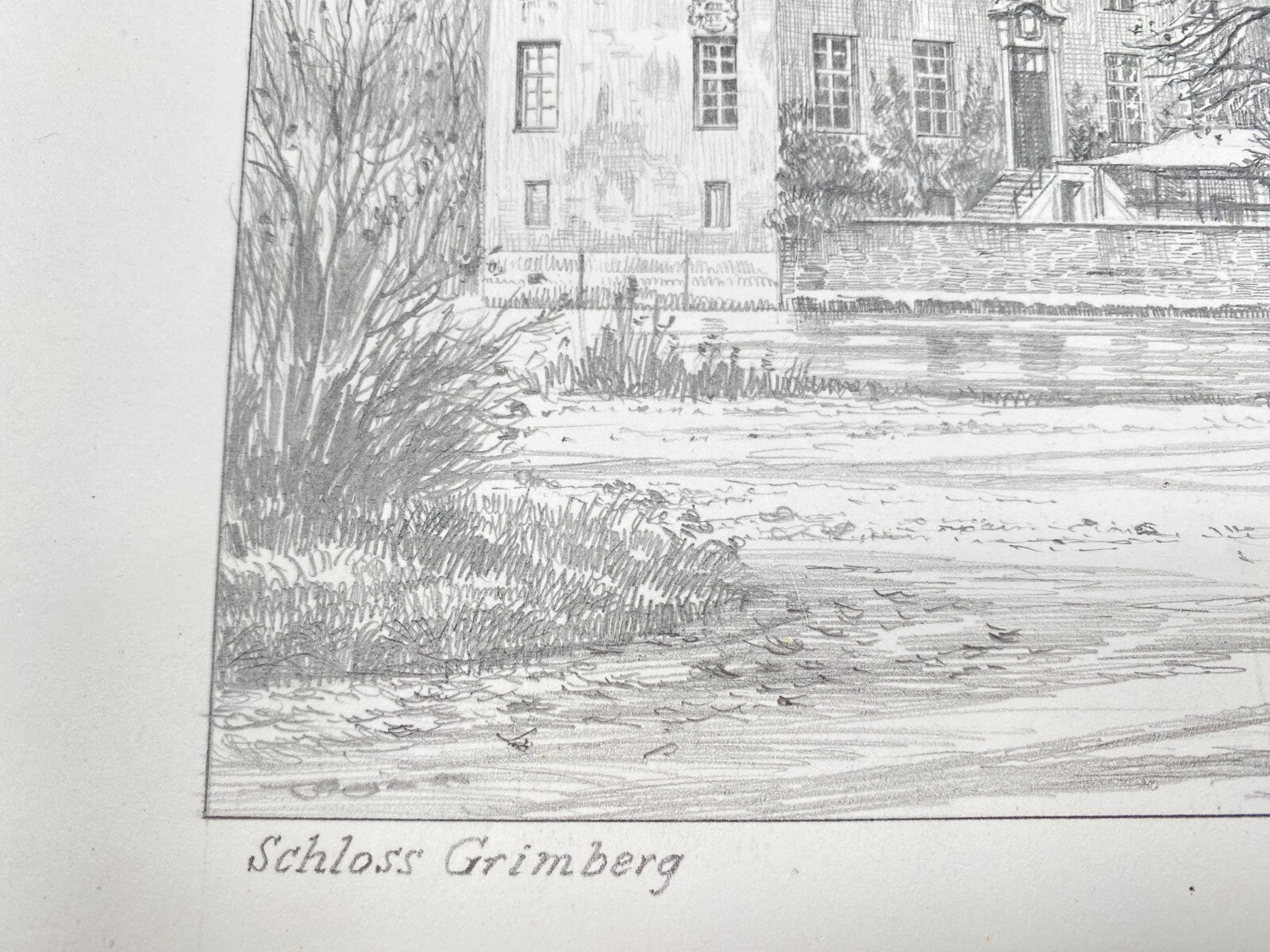 DEUTSCHER KÜNSTLER HEINZ WEHLISCH ZEICHNUNG SCHLOSS GRIMBERG HANDSIGNIERT