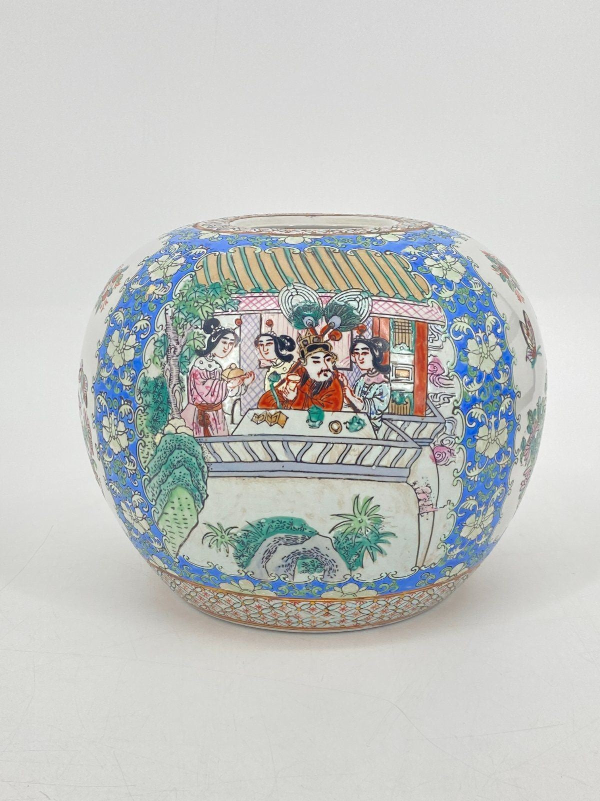 *ANTIKE CHINESISCHE VASE DETAILLIERT DEKORIERT ASIATIKA VOLKSKUNS