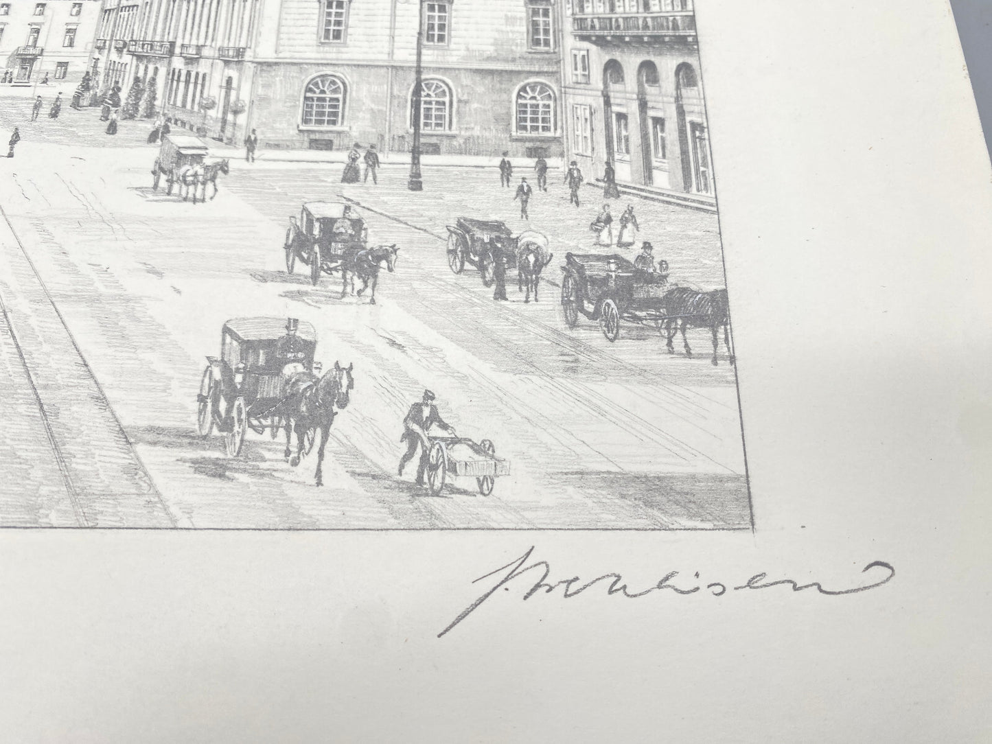 HEINZ WEHLISCH DEUTSCHER KÜNSTLER ZEICHNUNG MARKTPLATZ KARLSRUHE HANDSIGNIERT