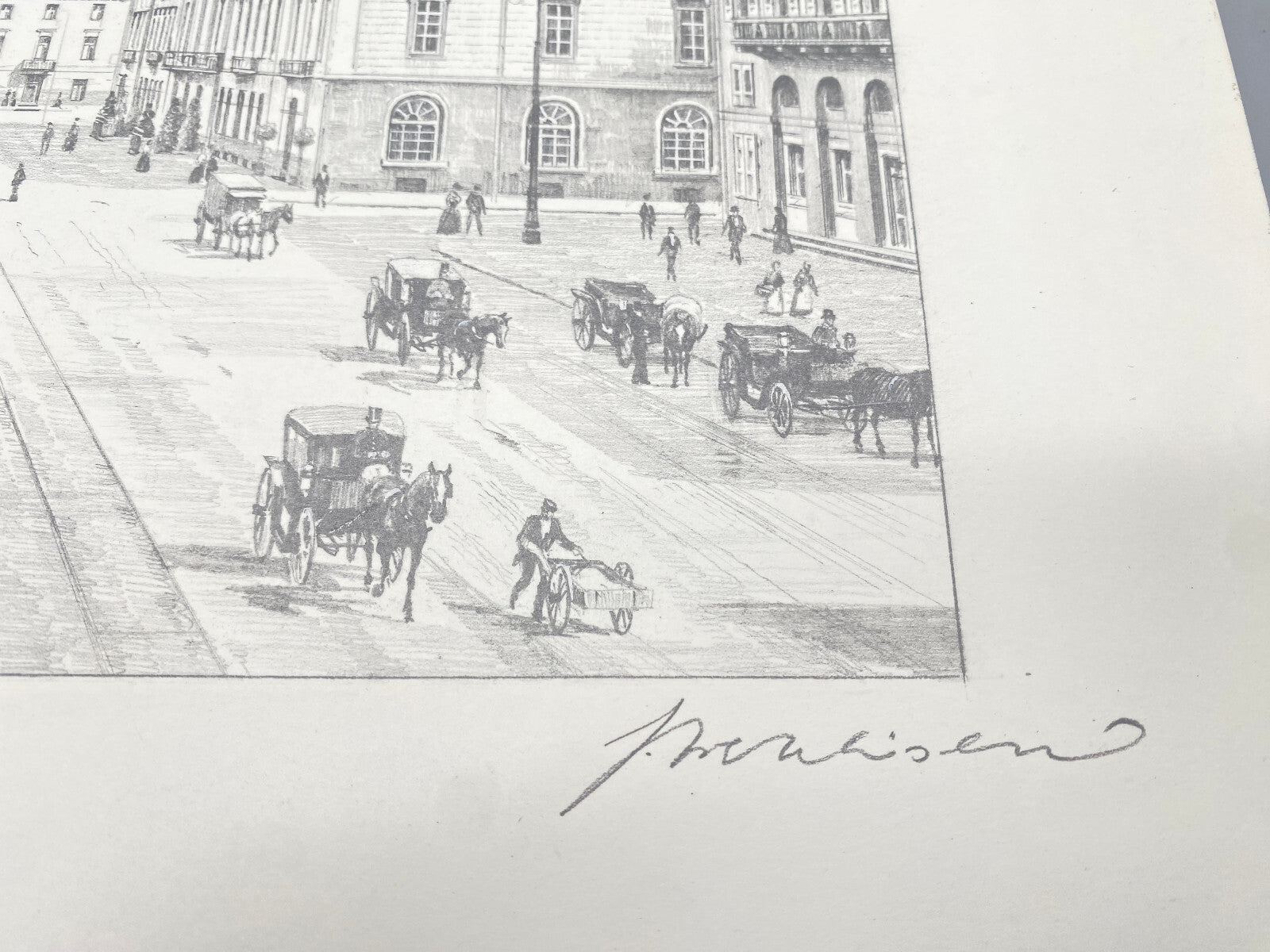 HEINZ WEHLISCH DEUTSCHER KÜNSTLER ZEICHNUNG MARKTPLATZ KARLSRUHE HANDSIGNIERT