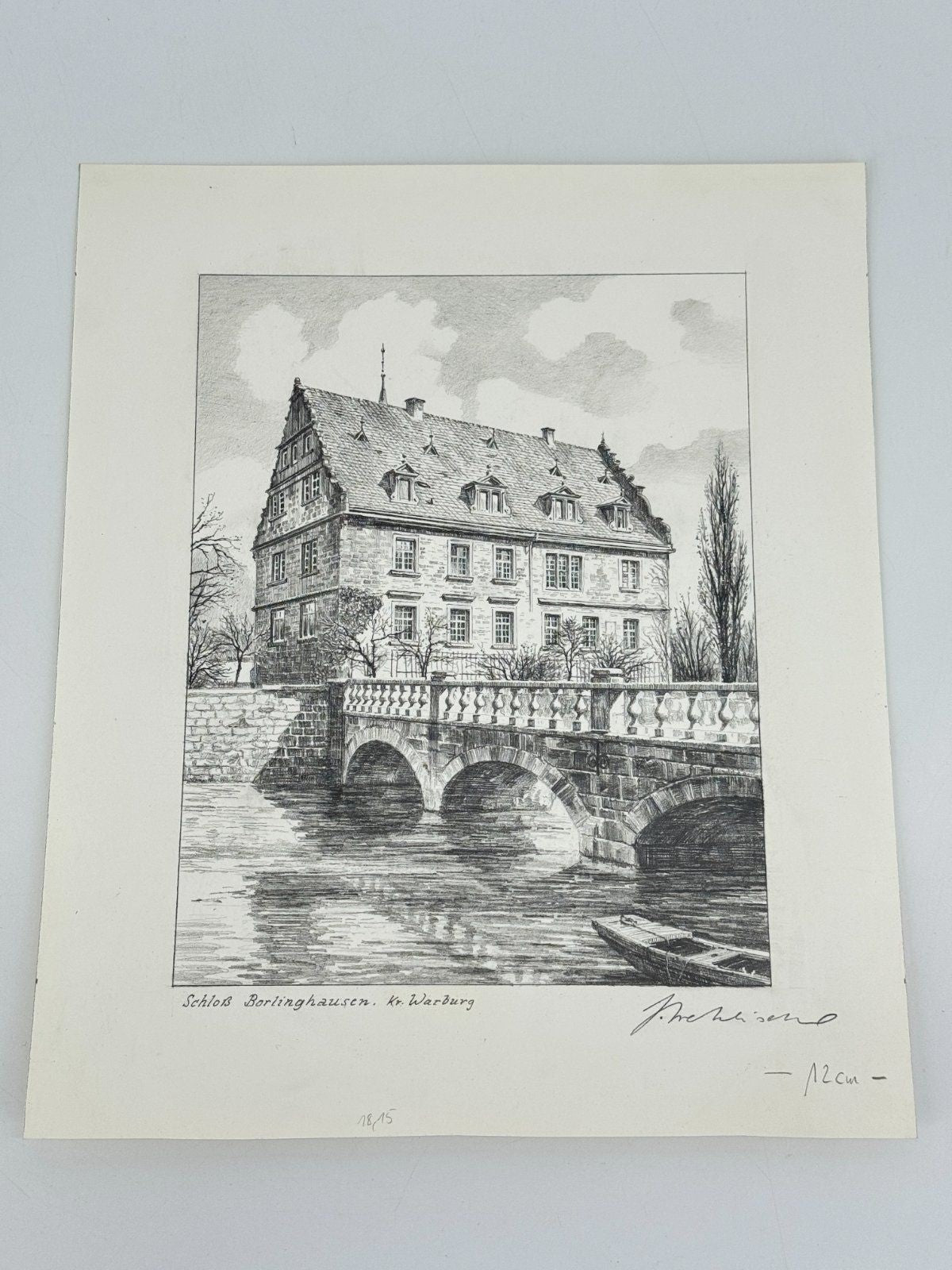 * HEINZ WEHLISCH ZEICHNUNG SCHLOß BORLINGHAUSEN KREIS WARBURG