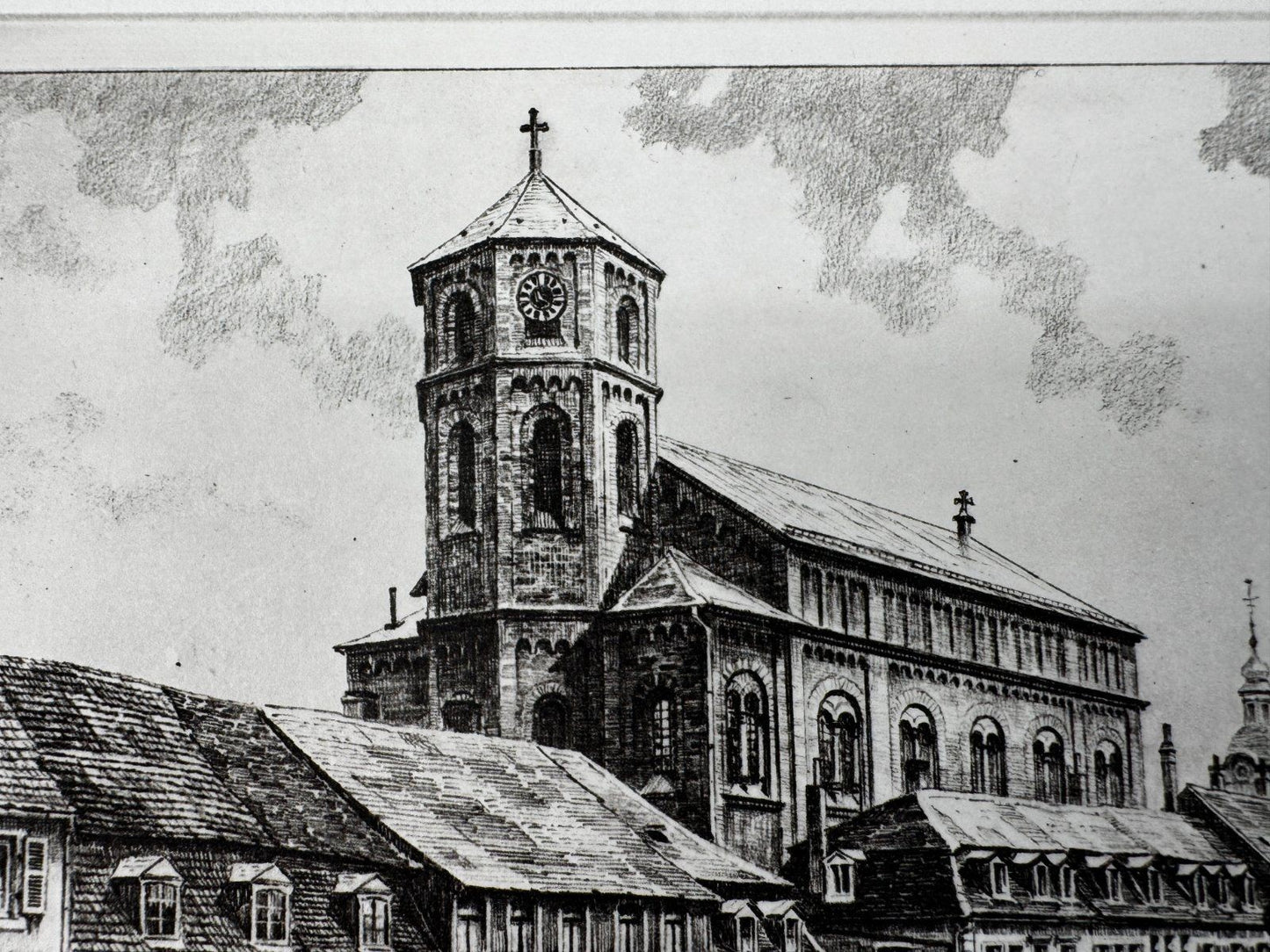 * HEINZ WEHLISCH ORIGINAL RADIERUNG HOMBURGER MARKTPLATZ UM 1910