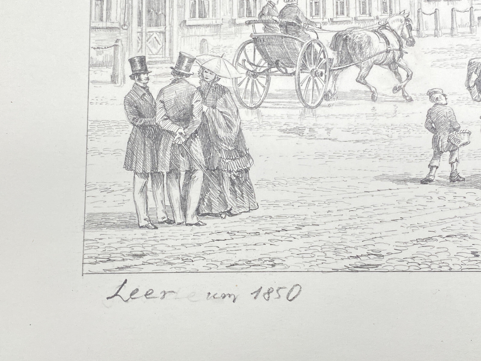 DEUTSCHER KÜNSTLER HEINZ WEHLISCH ZEICHNUNG LEER UM 1850 HANDSIGNIERT