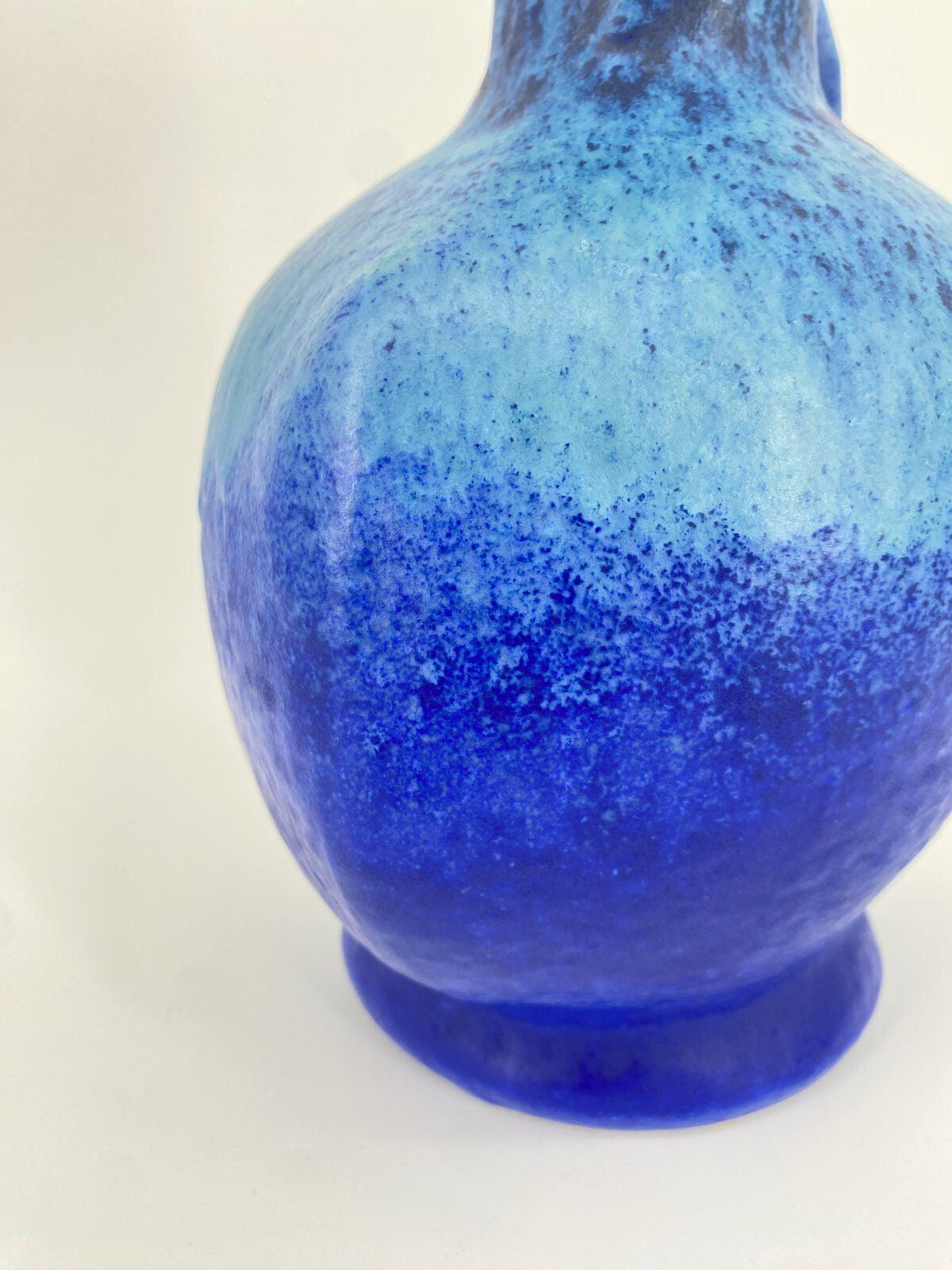 *STUDIOKERAMIK VASE BLAU FAT LAVA LAUFGLASUR W.-GERMANY 60ER 70ER
