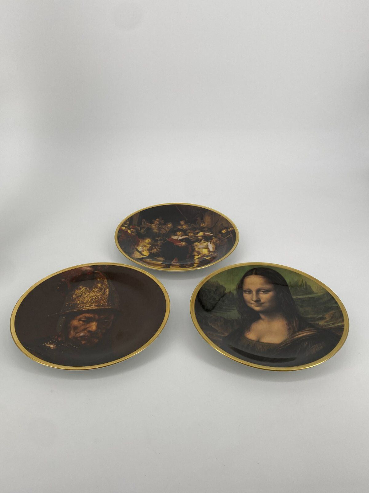 * 3 X SAMMELTELLER PORZELLAN MONA LISA REMBRANDT GEMÄLDE KUNST