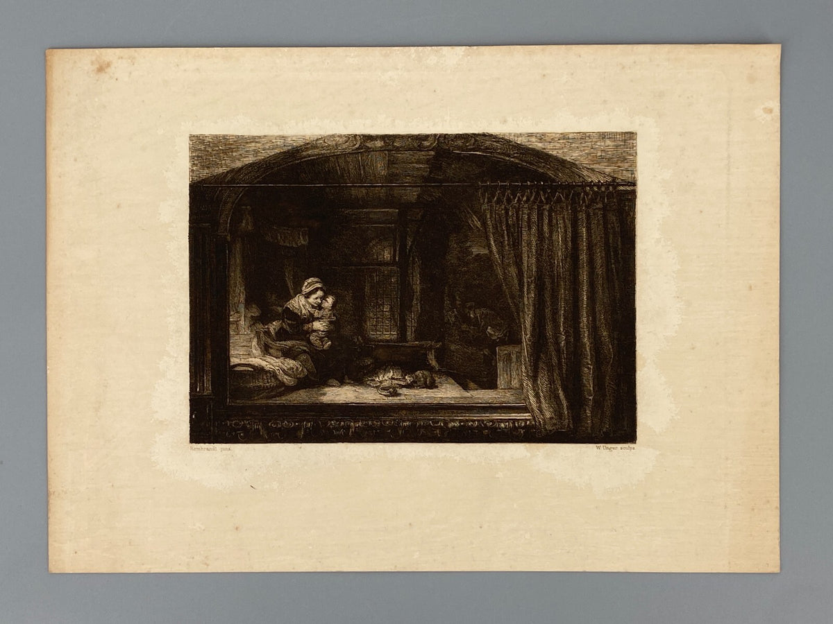 * 6x RADIERUNG WILLIAM UNGER NACH REMBRANDT DRUCKGRAFIK ANTIK 19. JH KONVOLUT