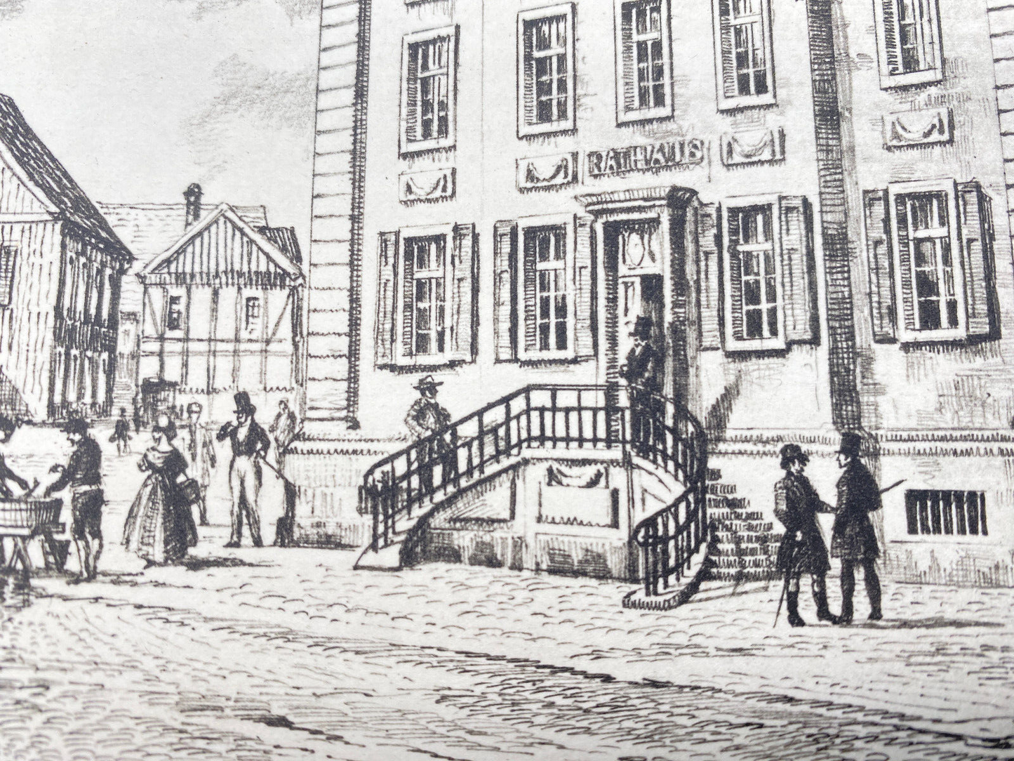 HEINZ WEHLISCH RADIERUNG MARKTPLATZ LENNEP REMSCHEID 1850 HANDSIGNIERT