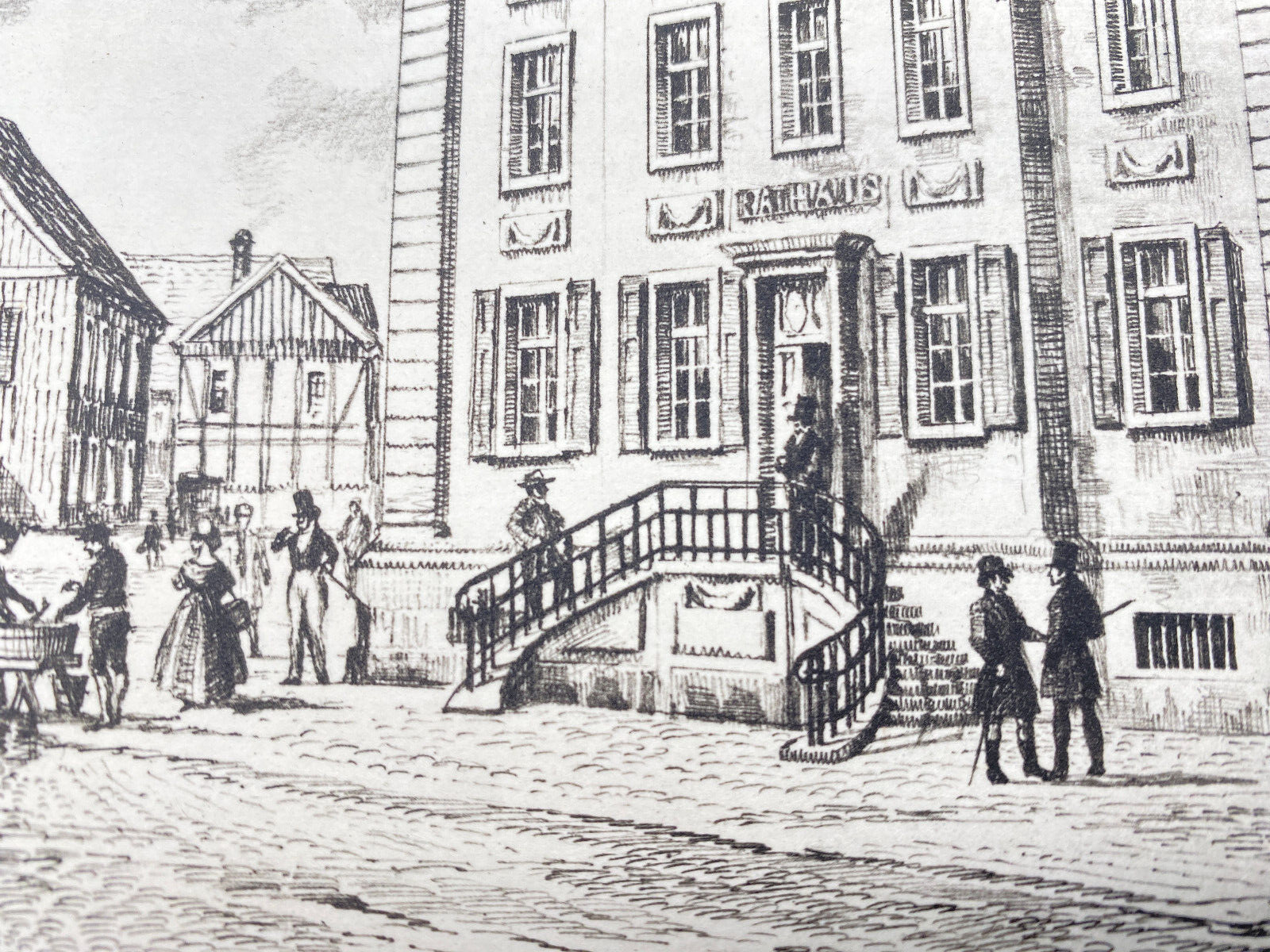 HEINZ WEHLISCH RADIERUNG MARKTPLATZ LENNEP REMSCHEID 1850 HANDSIGNIERT