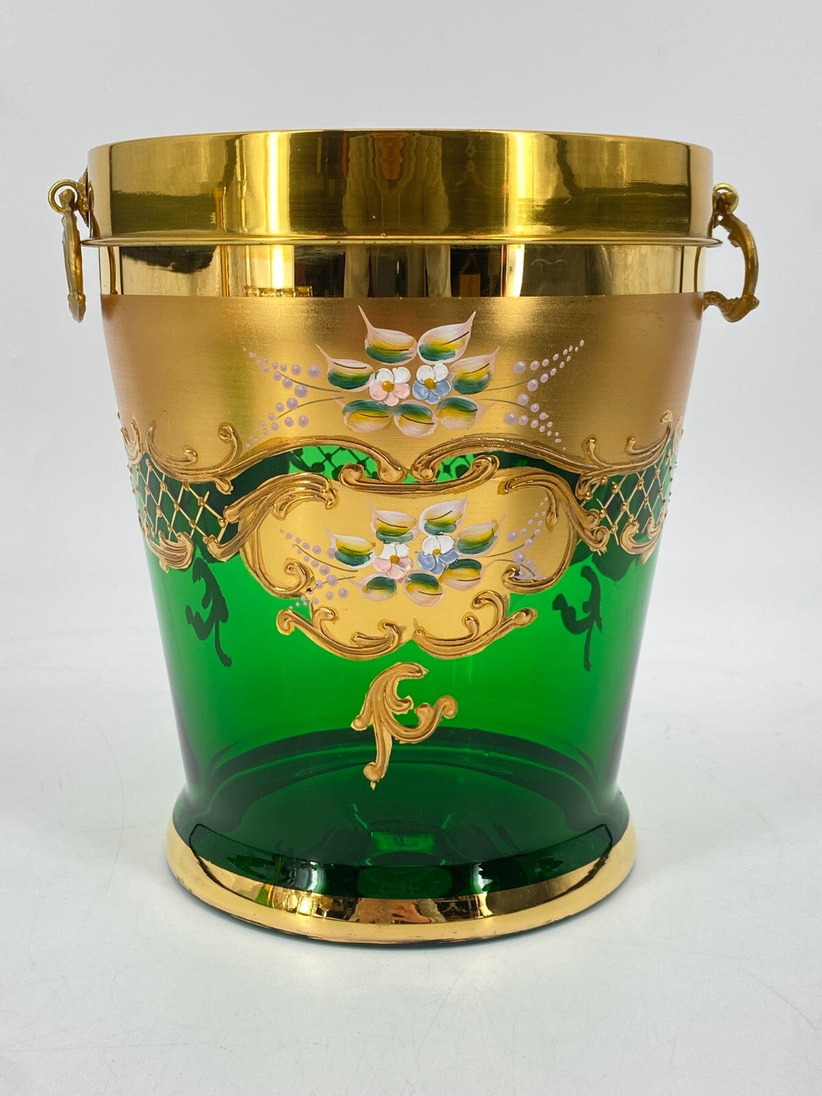 * MURANO SALVADORI TRE FUOCHI SEKTKÜHLER SEKT KÜBEL EIMER CHAMPAGNER  VASE GRÜN