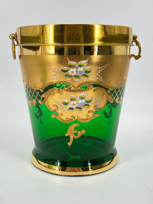 * MURANO SALVADORI TRE FUOCHI SEKTKÜHLER SEKT KÜBEL EIMER CHAMPAGNER  VASE GRÜN