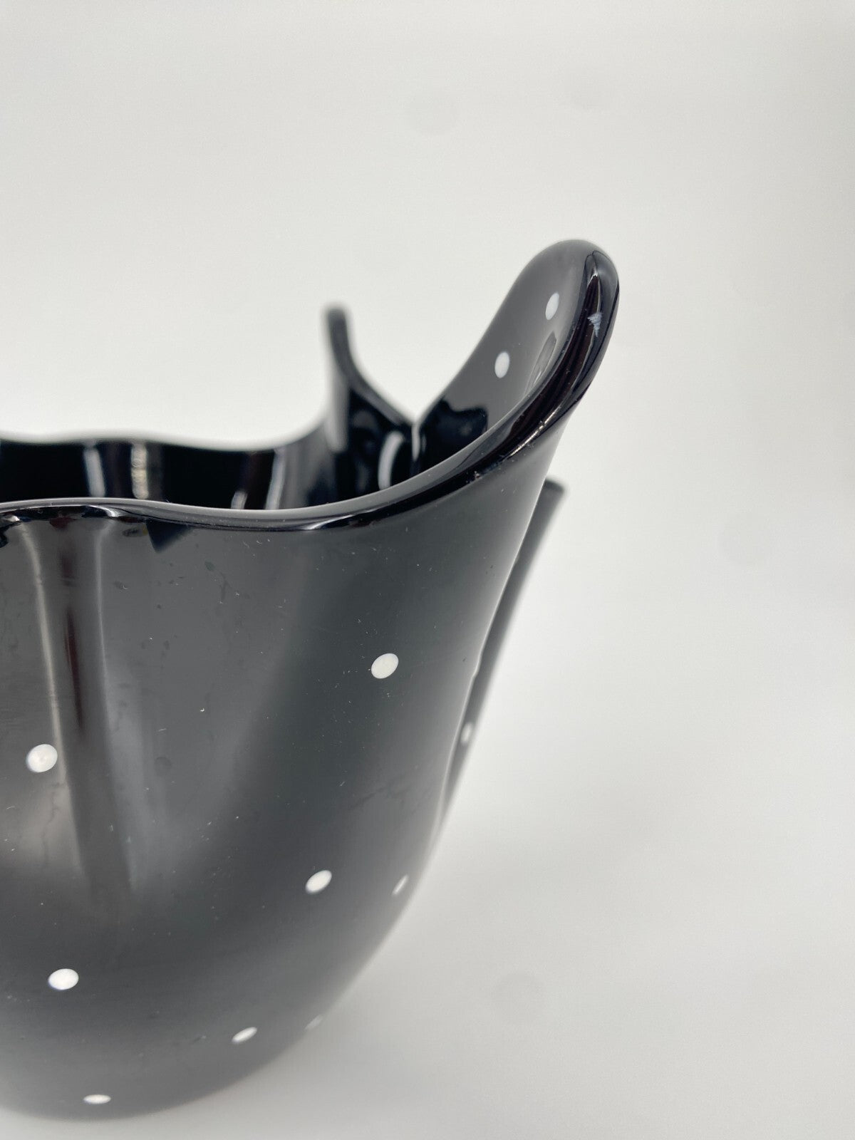 * BAGLEY POLKA DOT FAZZOLETTO VASE SCHWARZ WEIßE PUNKTE VINTAGE  ENGLAND