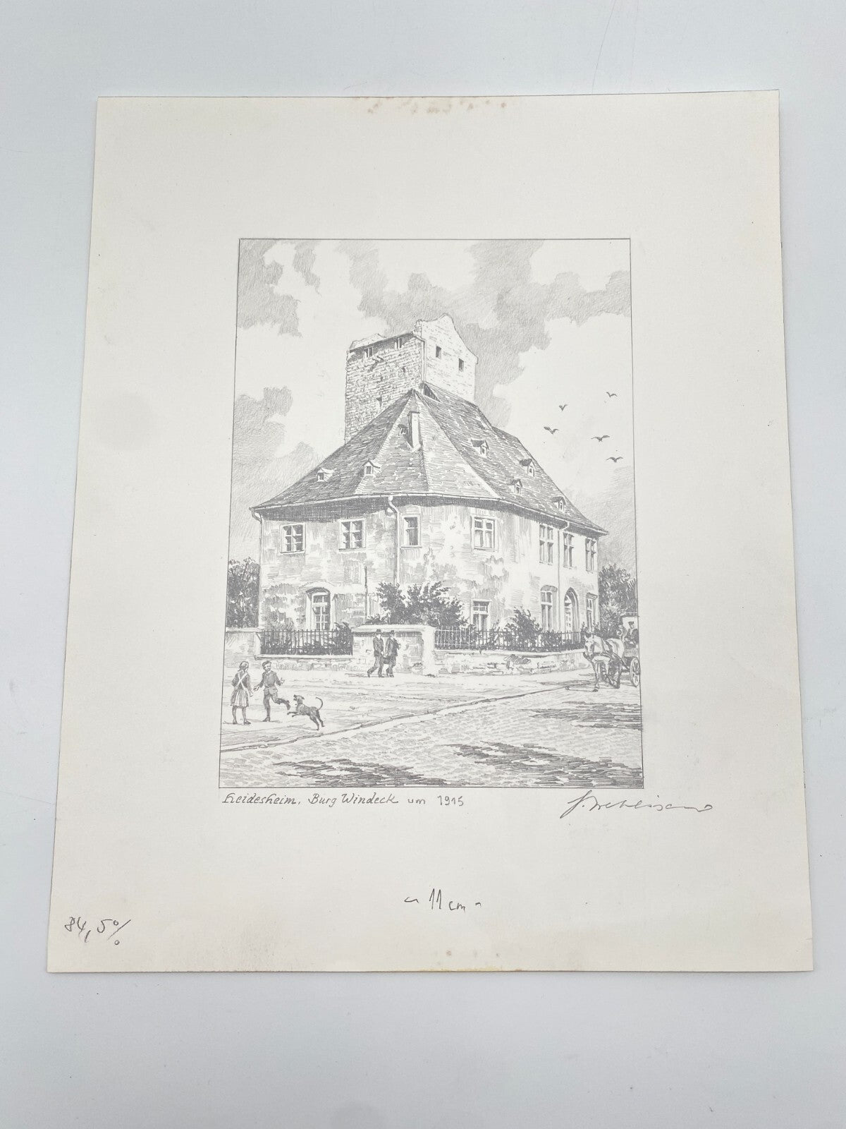 KÜNSTLER HEINZ WEHLISCH ZEICHNUNG HEIDESHEIM BURG WINDECK UM 1915 SIGNIERT