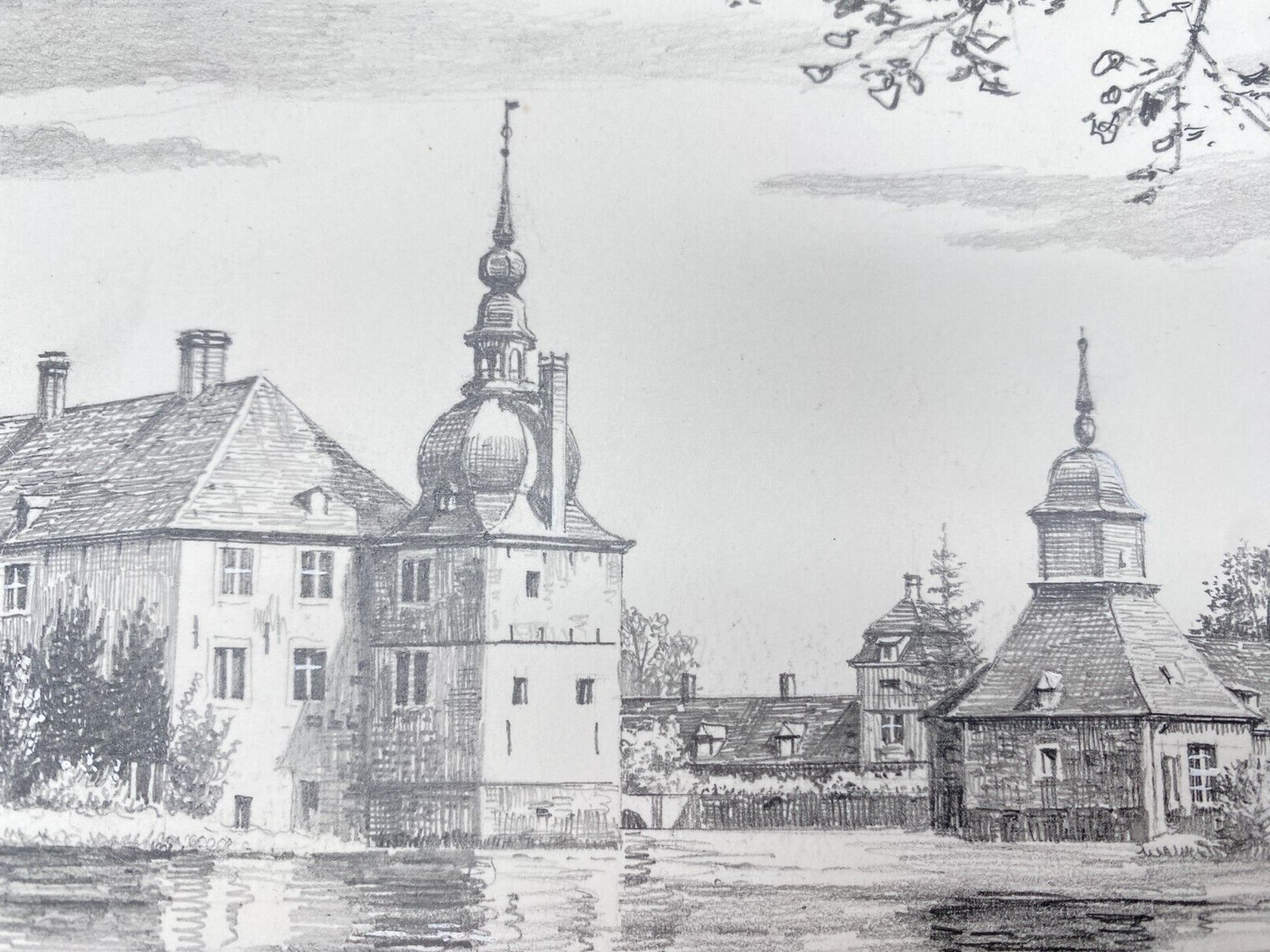DEUTSCHER KÜNSTLER HEINZ WEHLISCH ZEICHNUNG SCHLOß LEMBECK DORSTEN HANDSIGNIERT