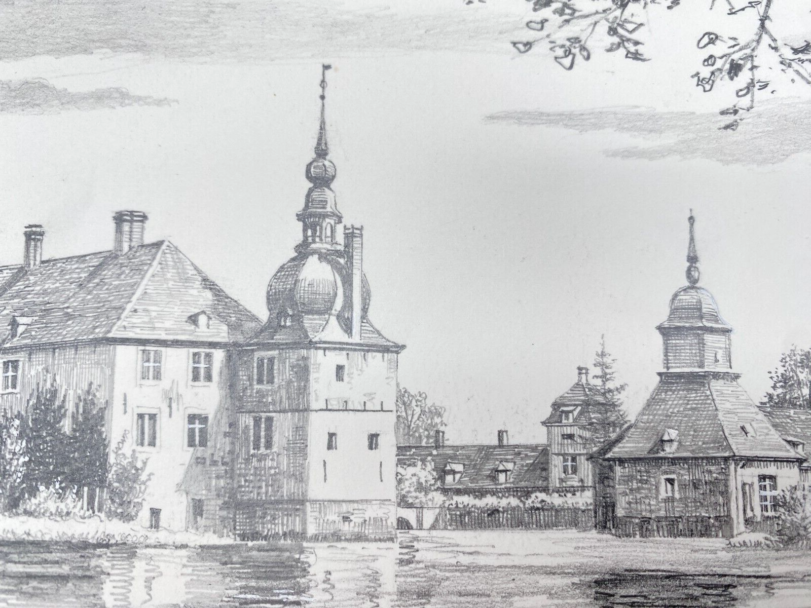 DEUTSCHER KÜNSTLER HEINZ WEHLISCH ZEICHNUNG SCHLOß LEMBECK DORSTEN HANDSIGNIERT