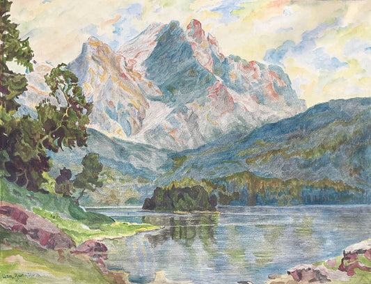 *GEMÄLDE KURTMÜLLER EIBSEE ZUGSPITZE HANNS MAURUS 1936 JUGENDSTIL