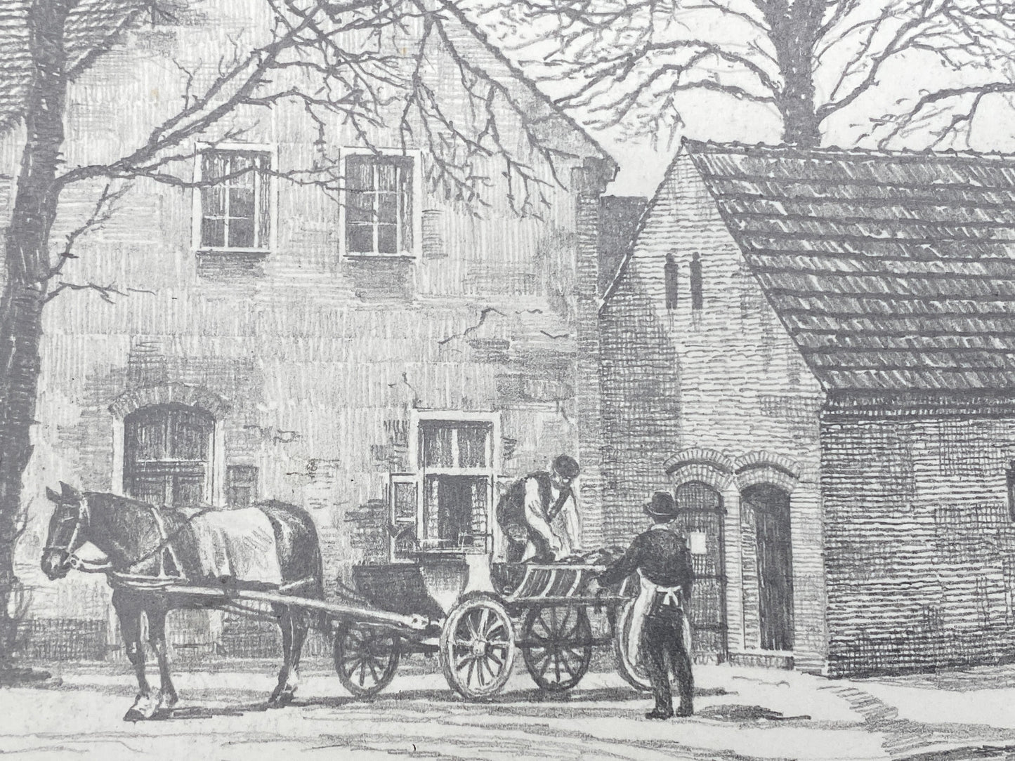 DEUTSCHER KÜNSTLER HEINZ WEHLISCH ZEICHNUNG DORFKIRCHE IN STOLPE  1880 SIGNIERT