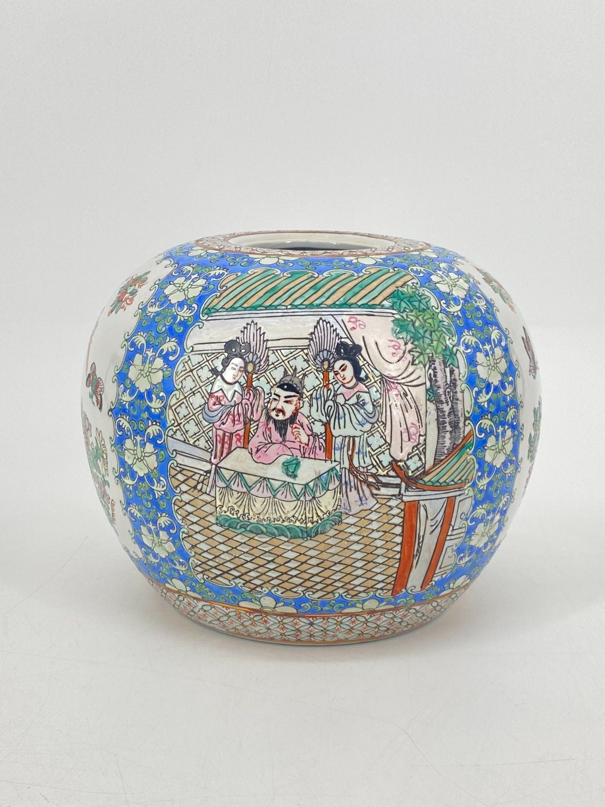 *ANTIKE CHINESISCHE VASE DETAILLIERT DEKORIERT ASIATIKA VOLKSKUNS