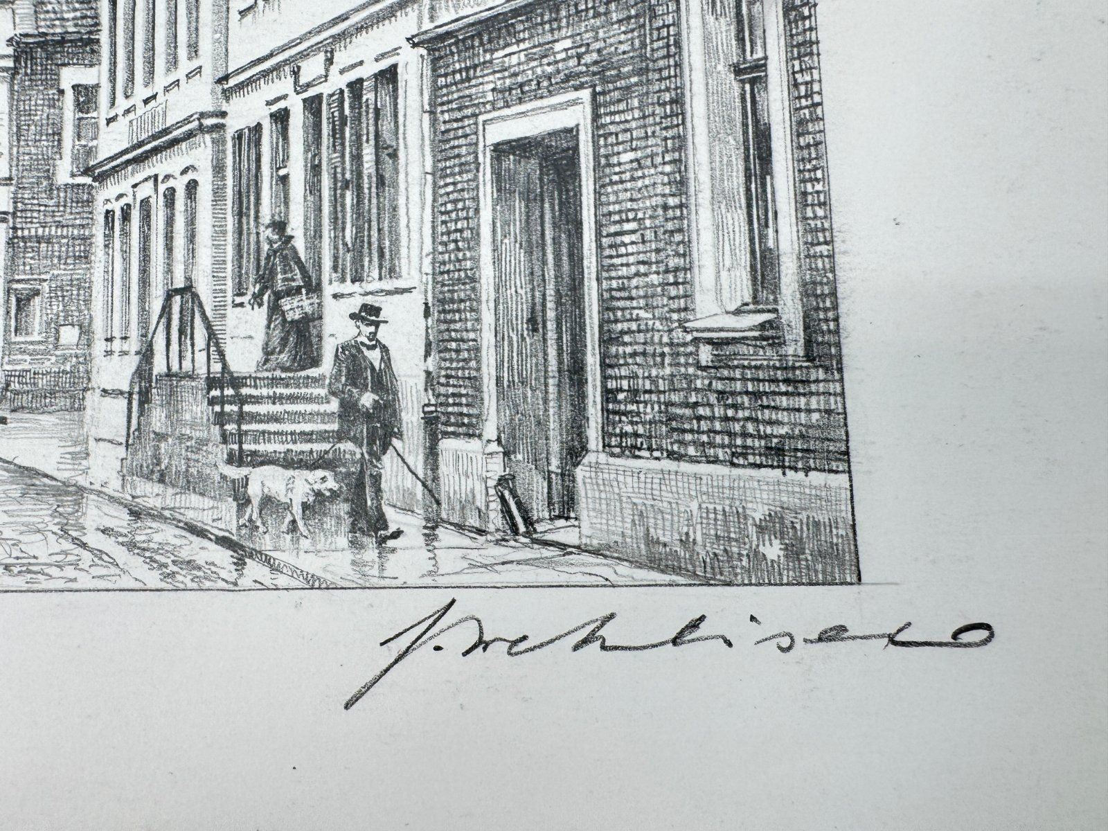 * HEINZ WEHLISCH ZEICHNUNG AHLEN WESTSTRAßE UM 1906 ANSICHT SIGNIERT